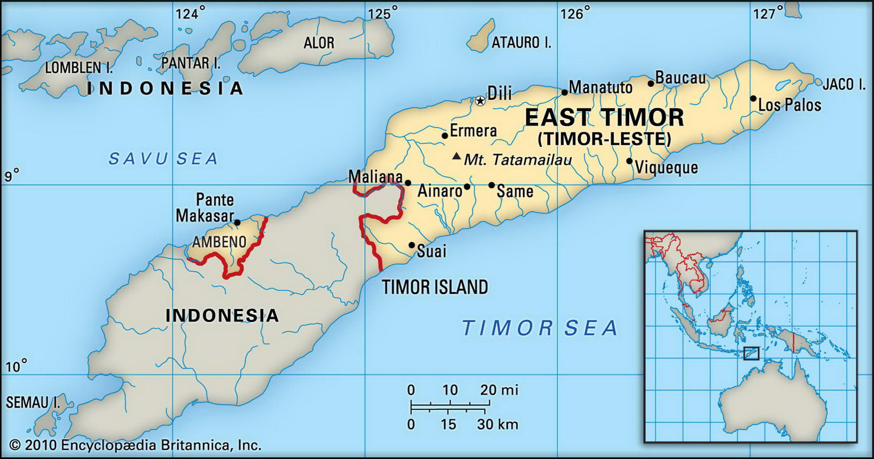 Восточный Тимор карта с городами