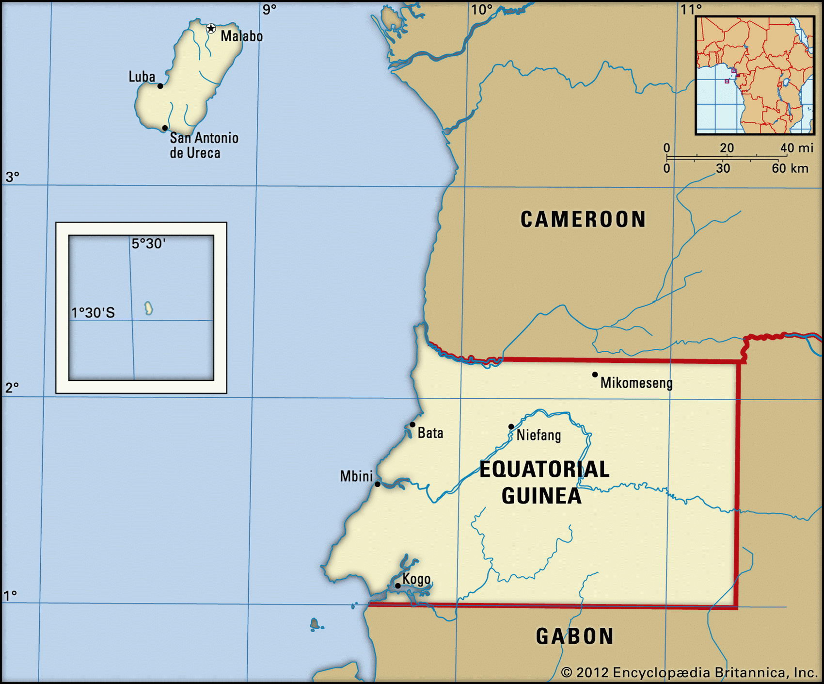 Экваториальная Гвинея на карте мира