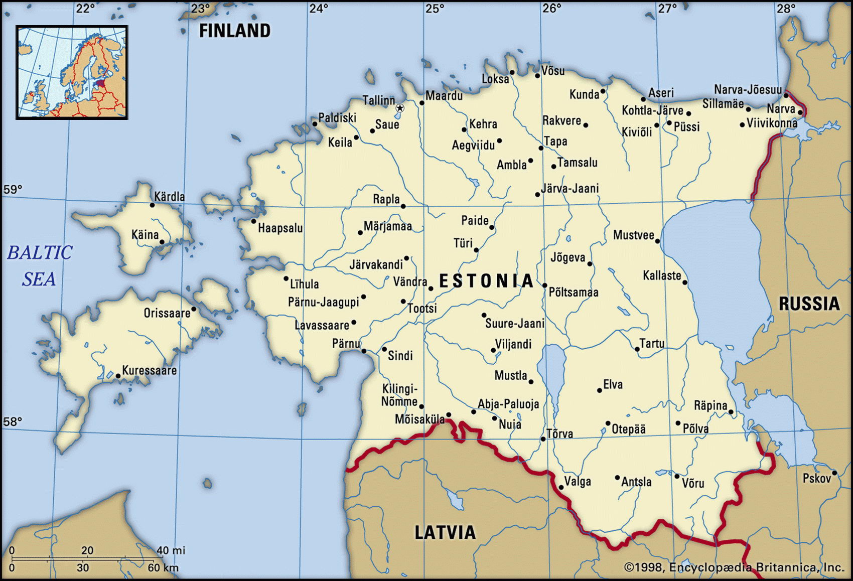 Эстония карта с селами и хуторами