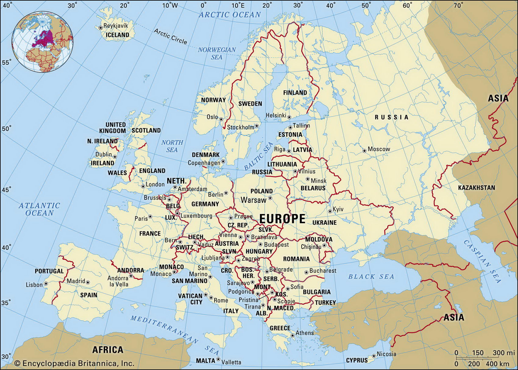 Карта Европы. Европа на карте мира