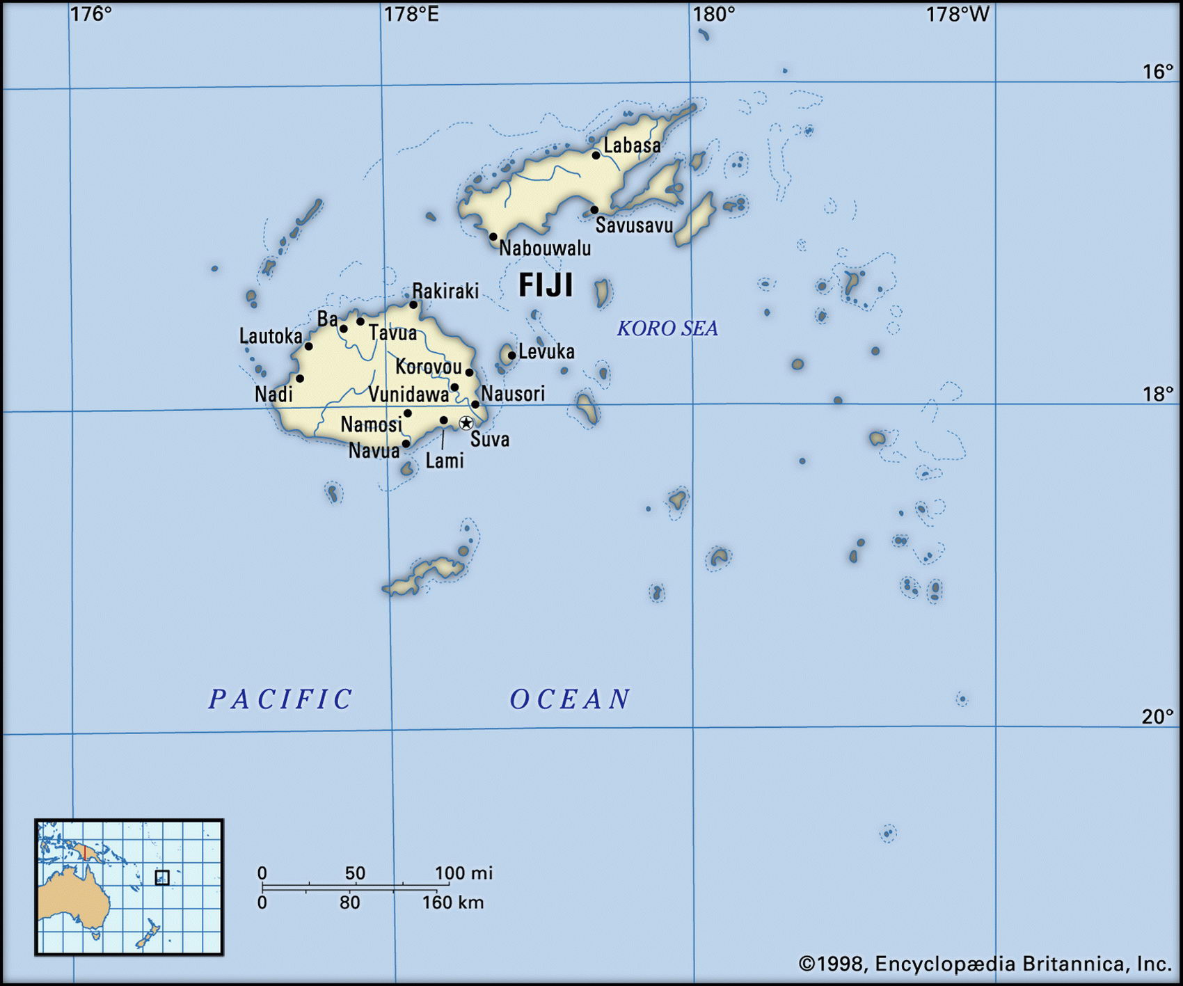 Остров Фиджи на карте