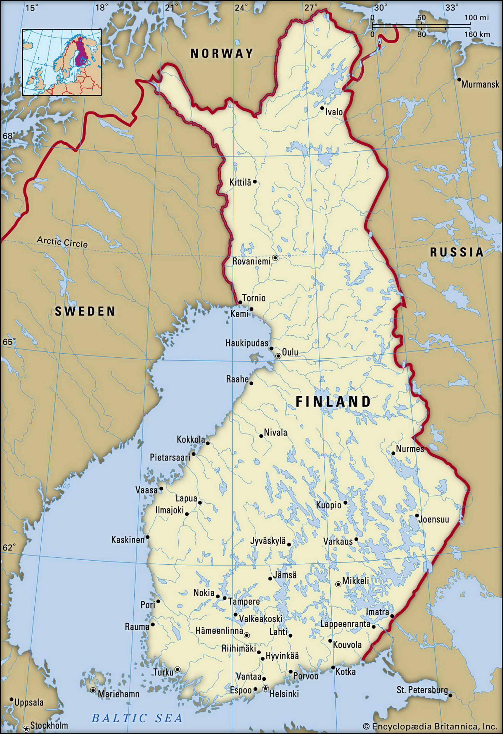 Карта Финляндии описание страны столица информация география факты - Атлас