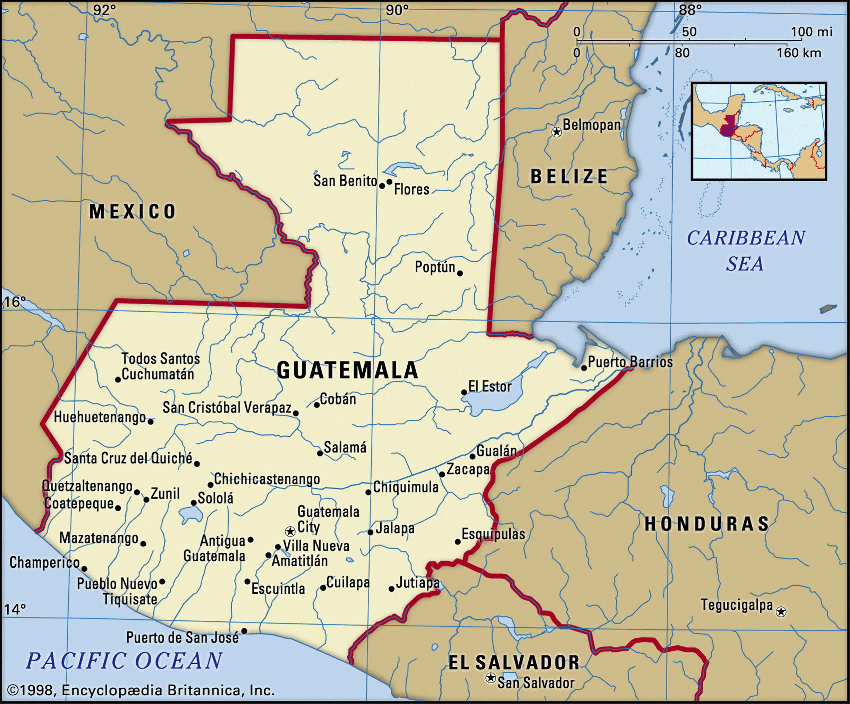 Гватемала карта с городами