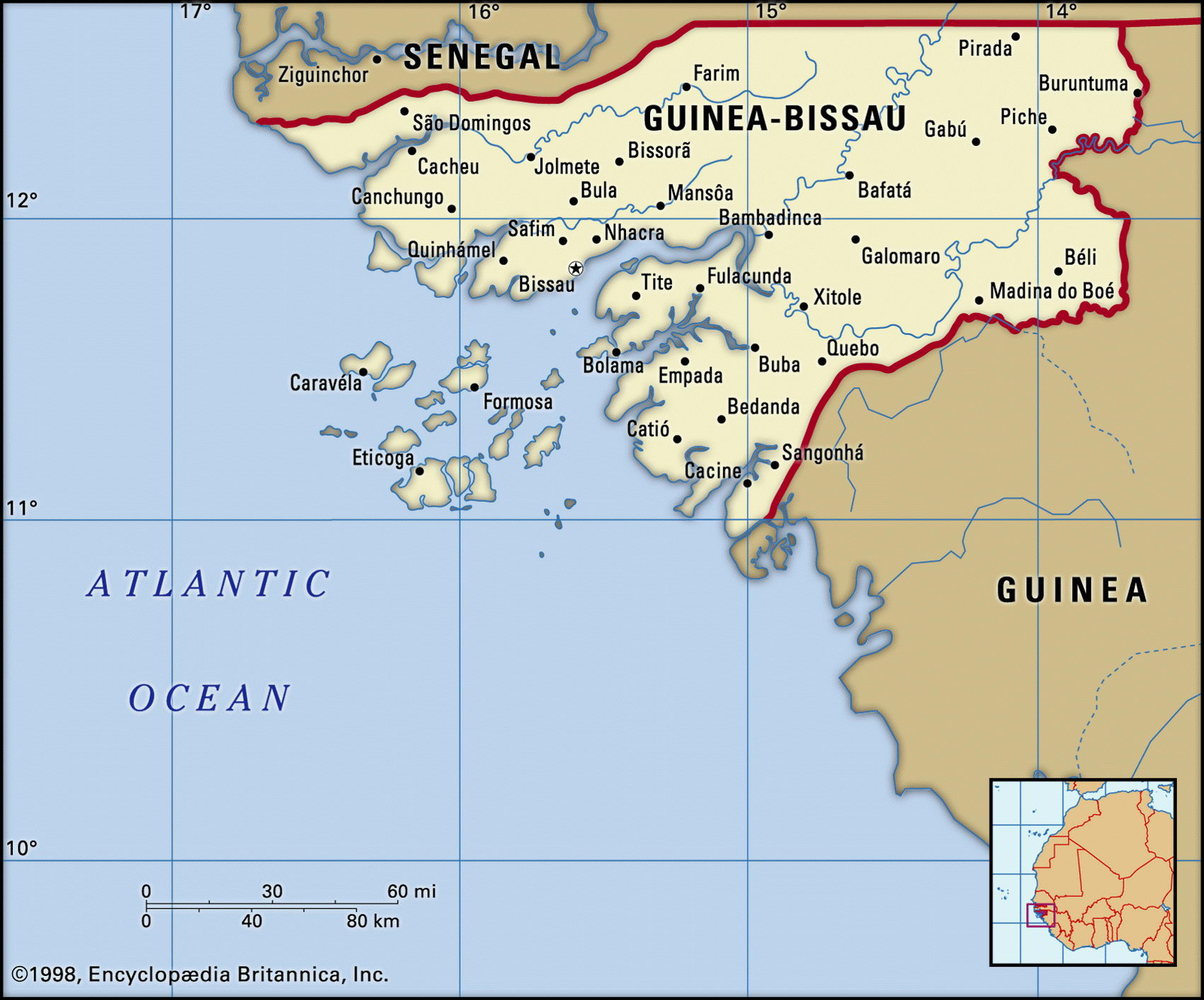 Гвинея Бисау на карте мира