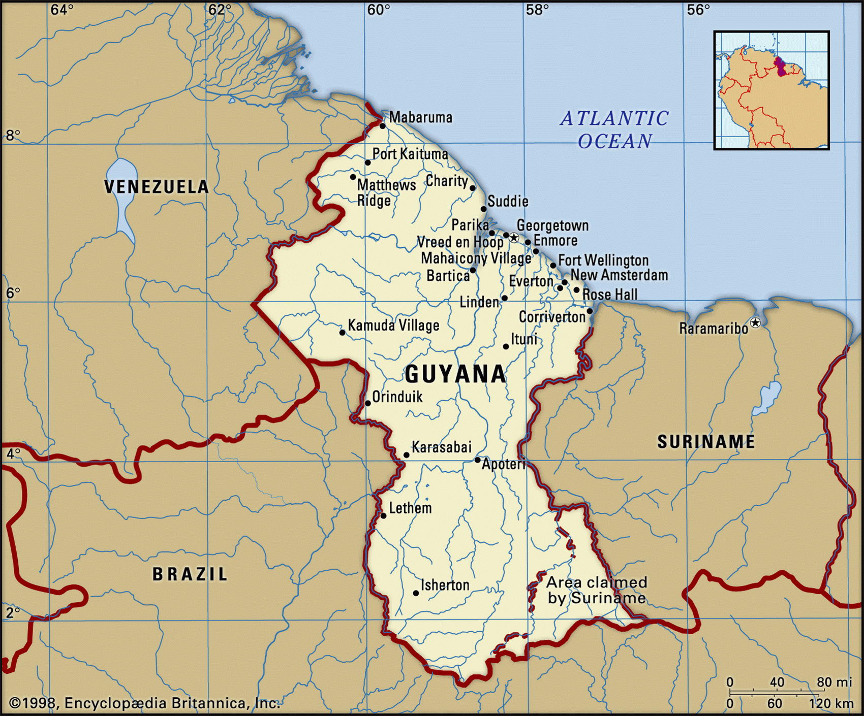 Гайана карта