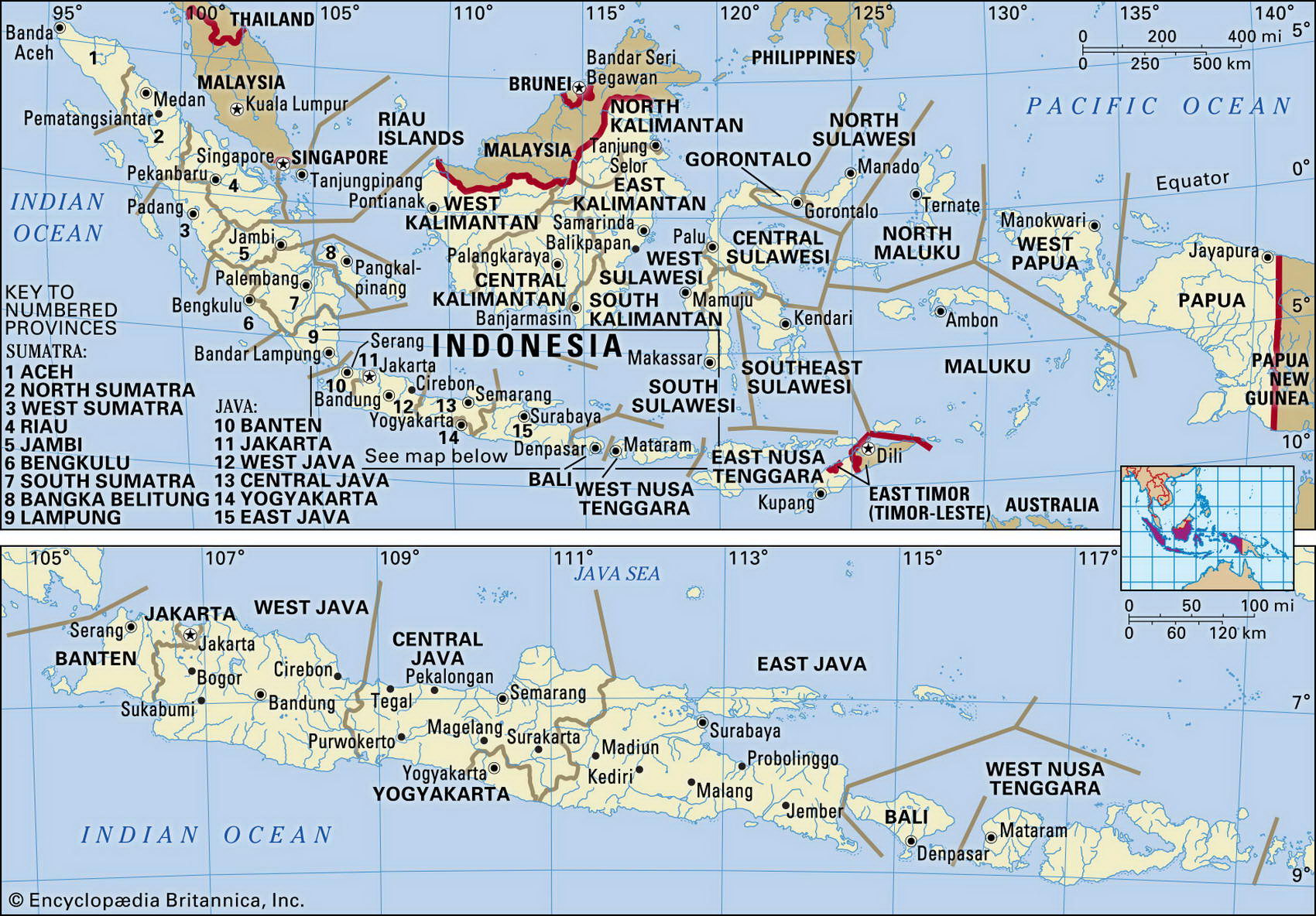 Индонезия карта с городами и поселками