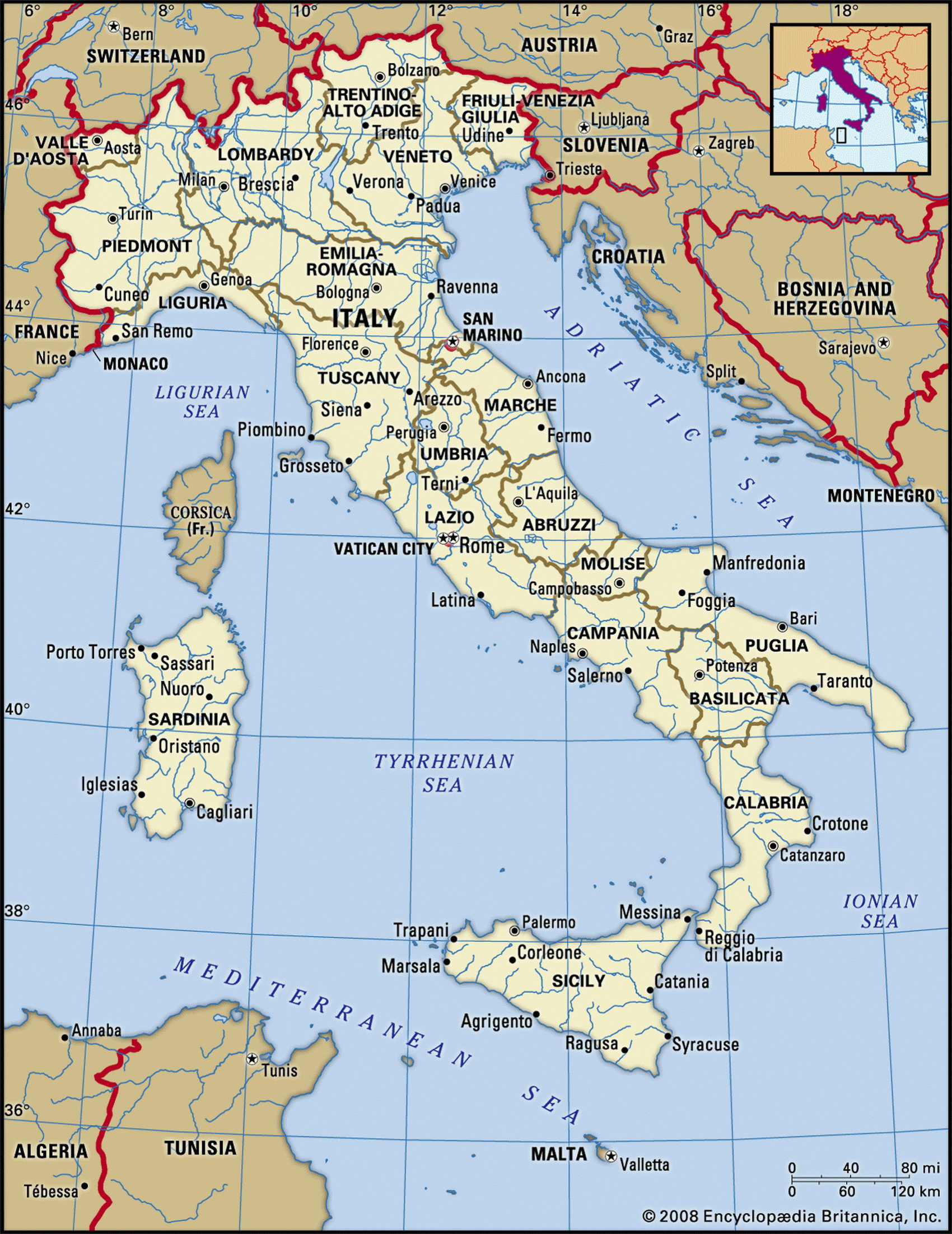 Италия карта