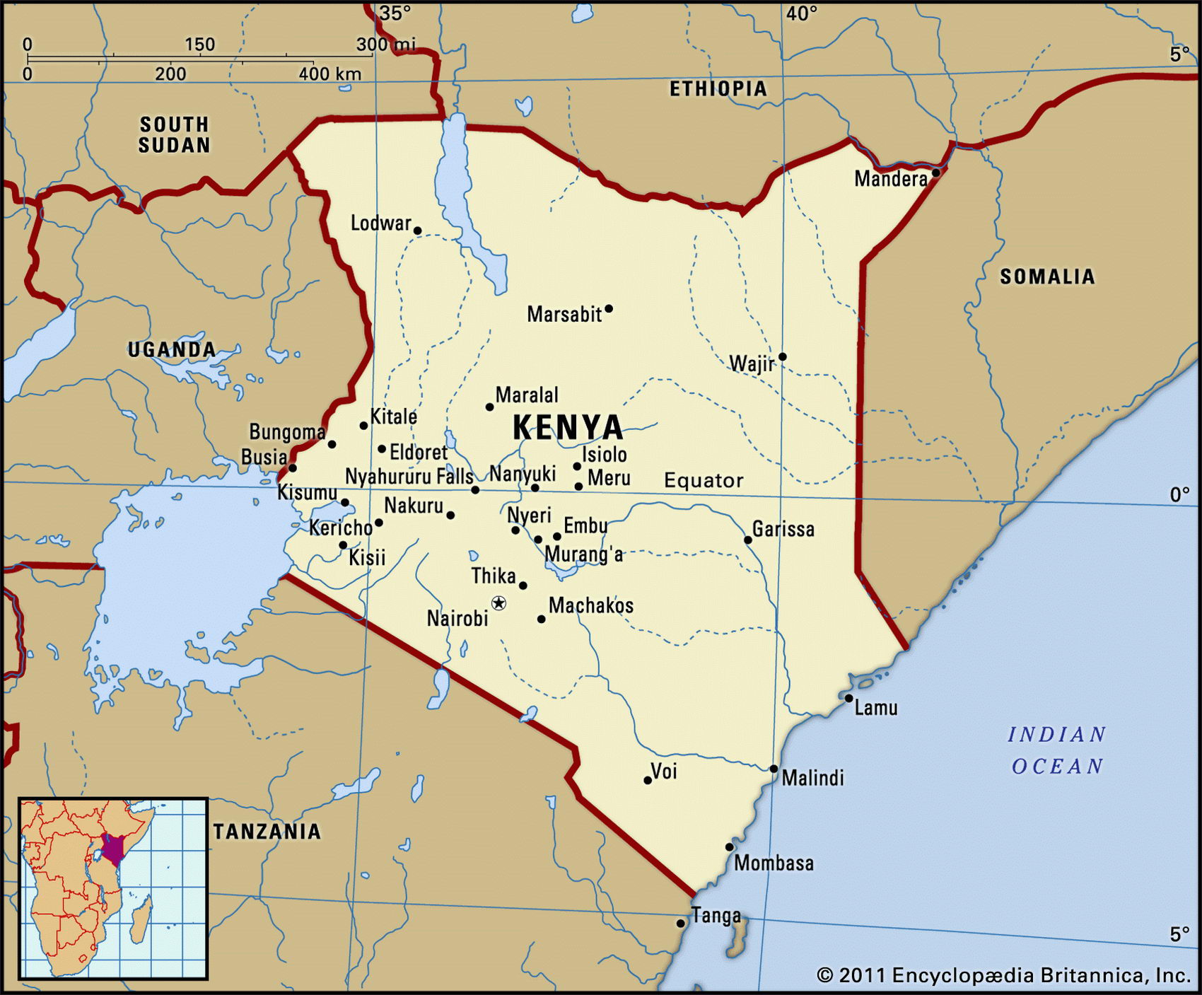 Кения карта с городами