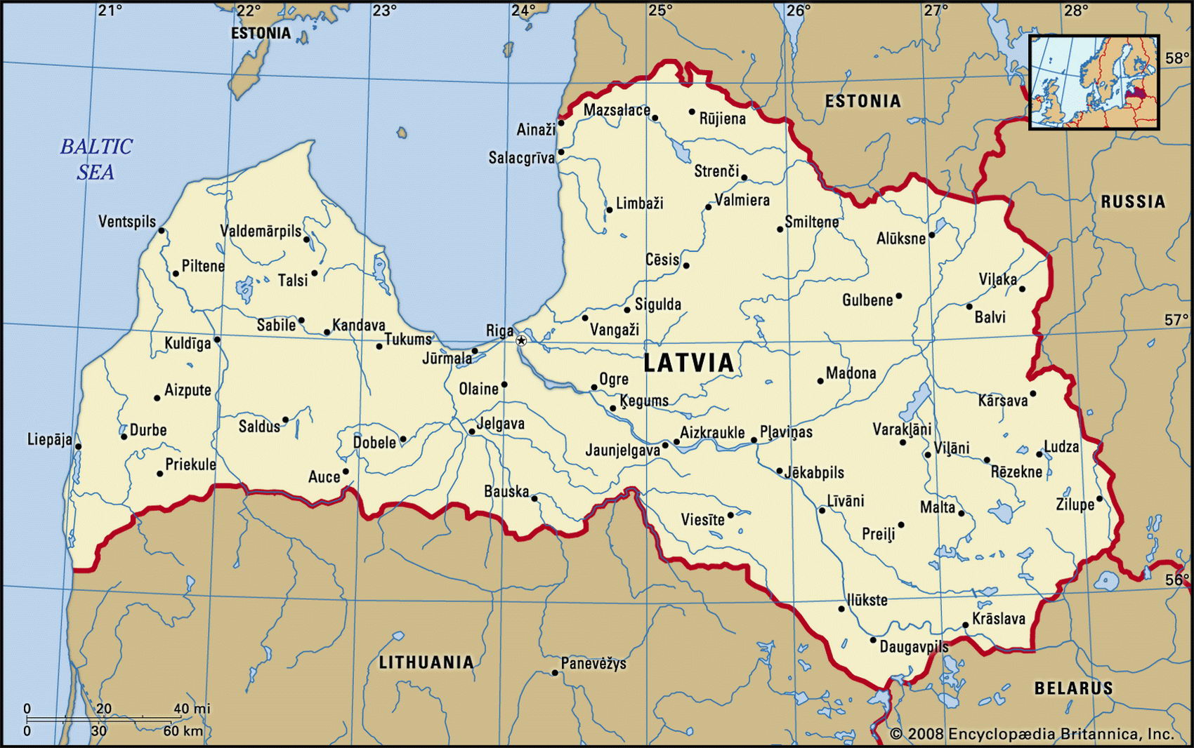 карта латвия