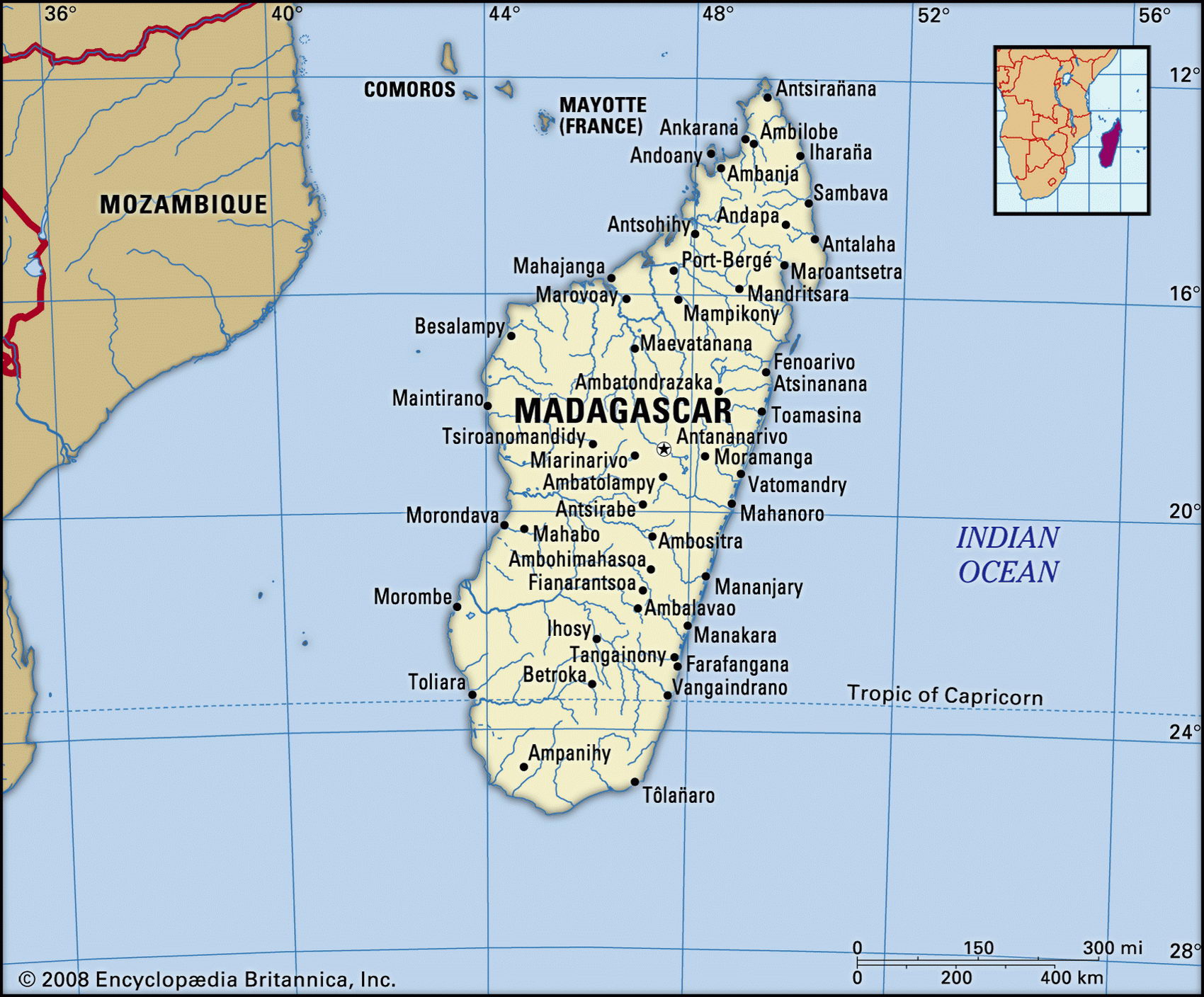 Мадагаскар карта с городами