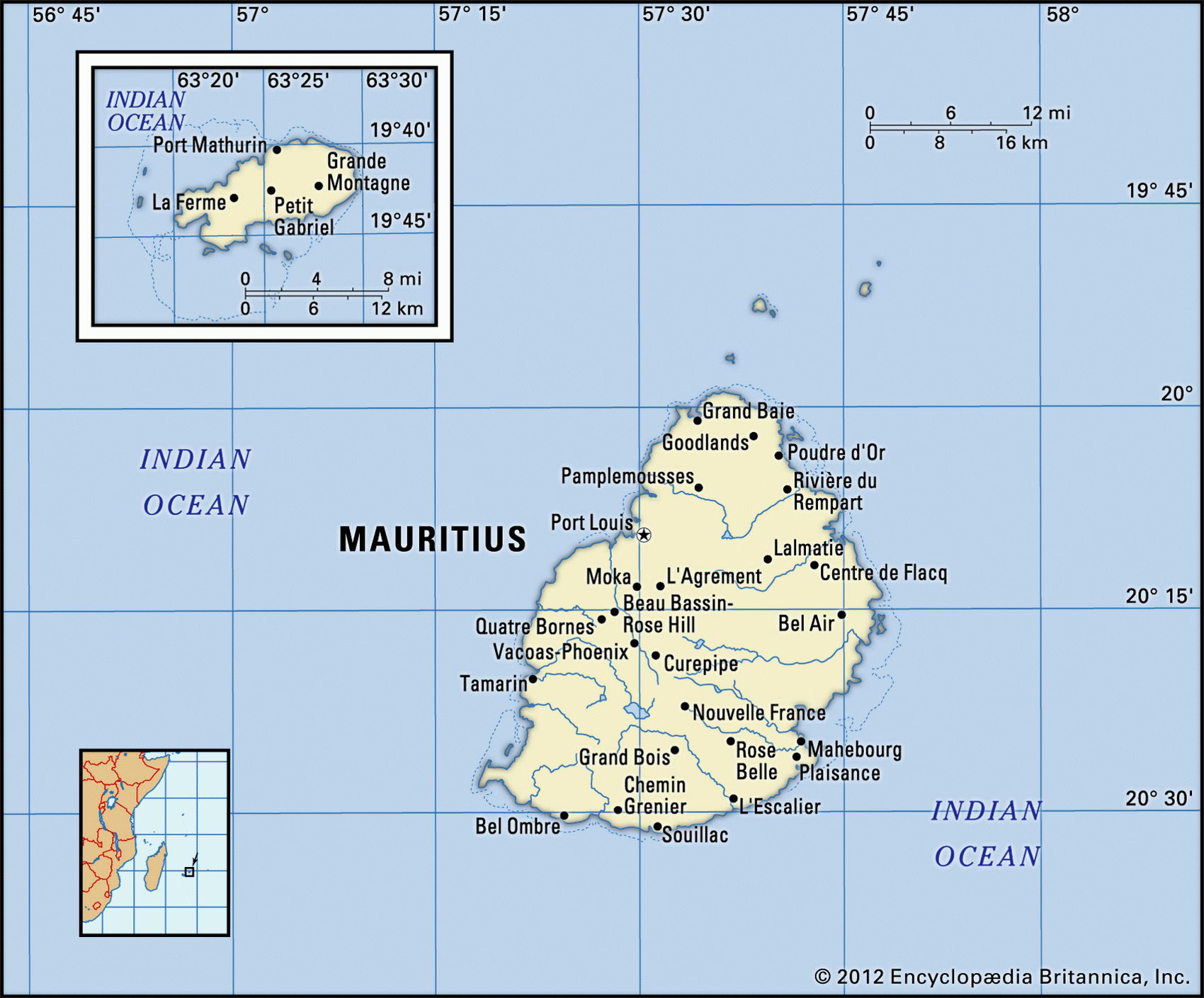 Остров Маврикий на карте мира