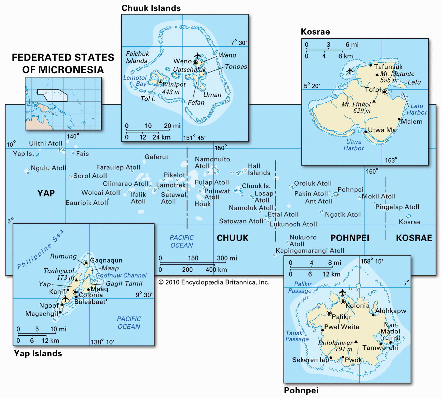 Карта Федеральные штаты Микронезии описание страны информация факты Атлас