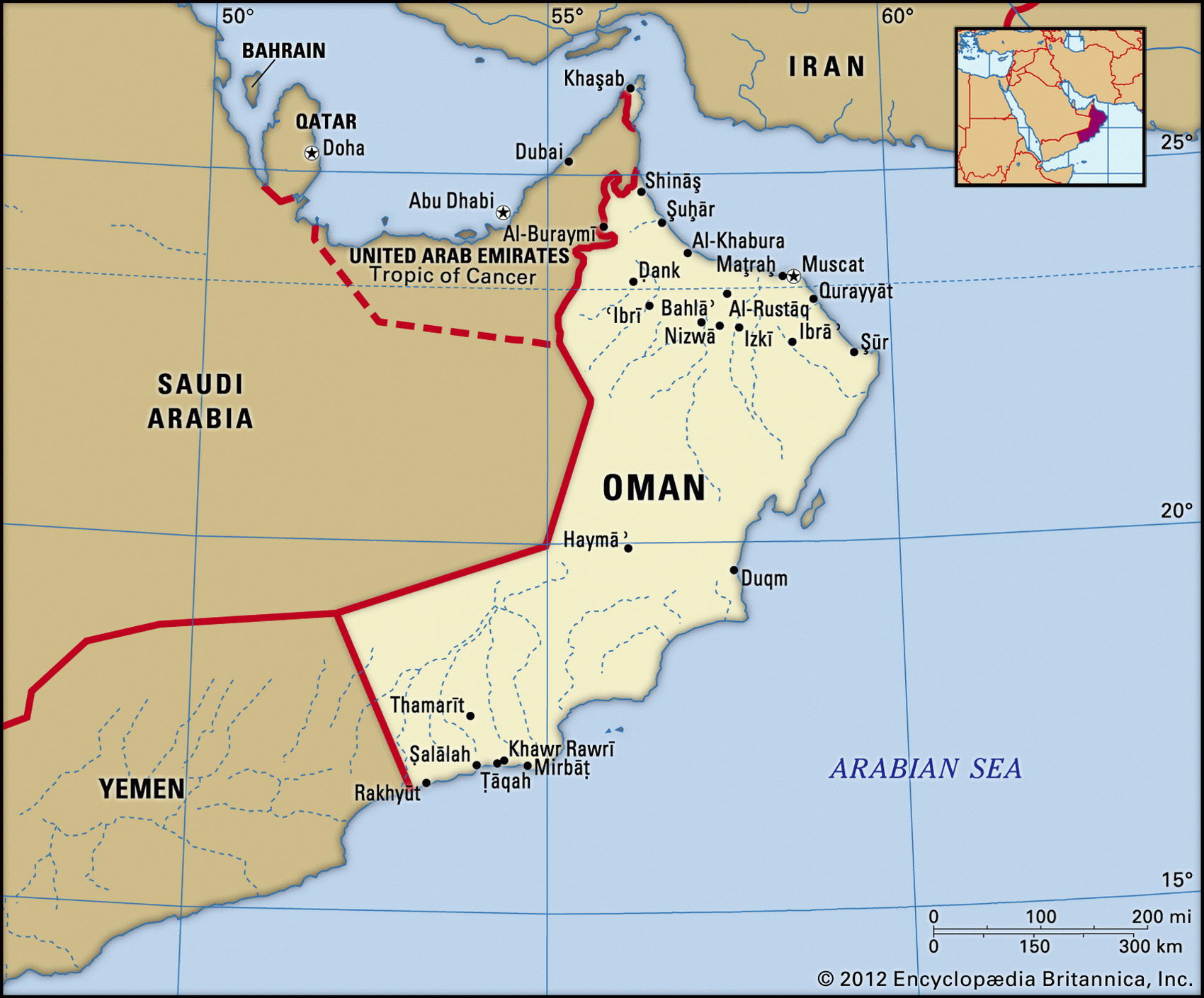 Оман на карте мира