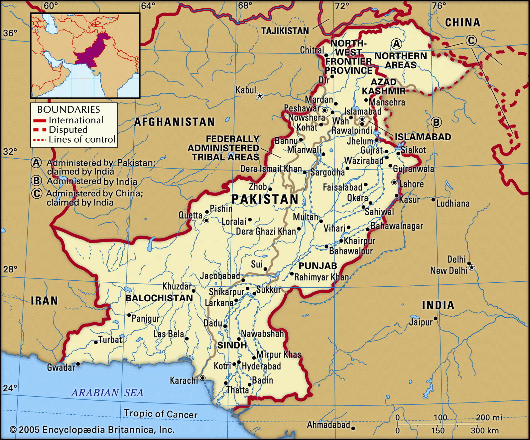 Пакистан карта с городами