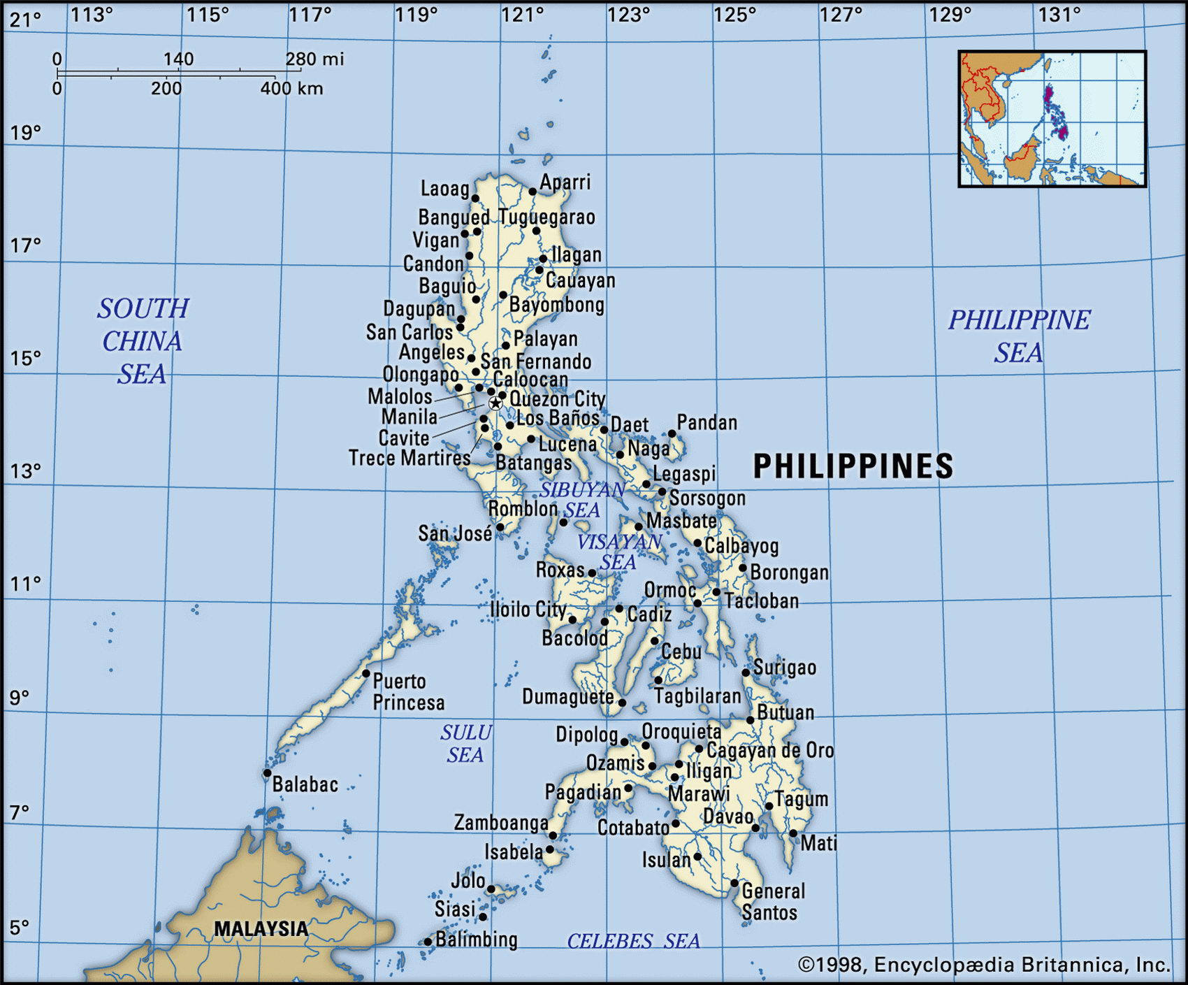 Филиппины карта с городами