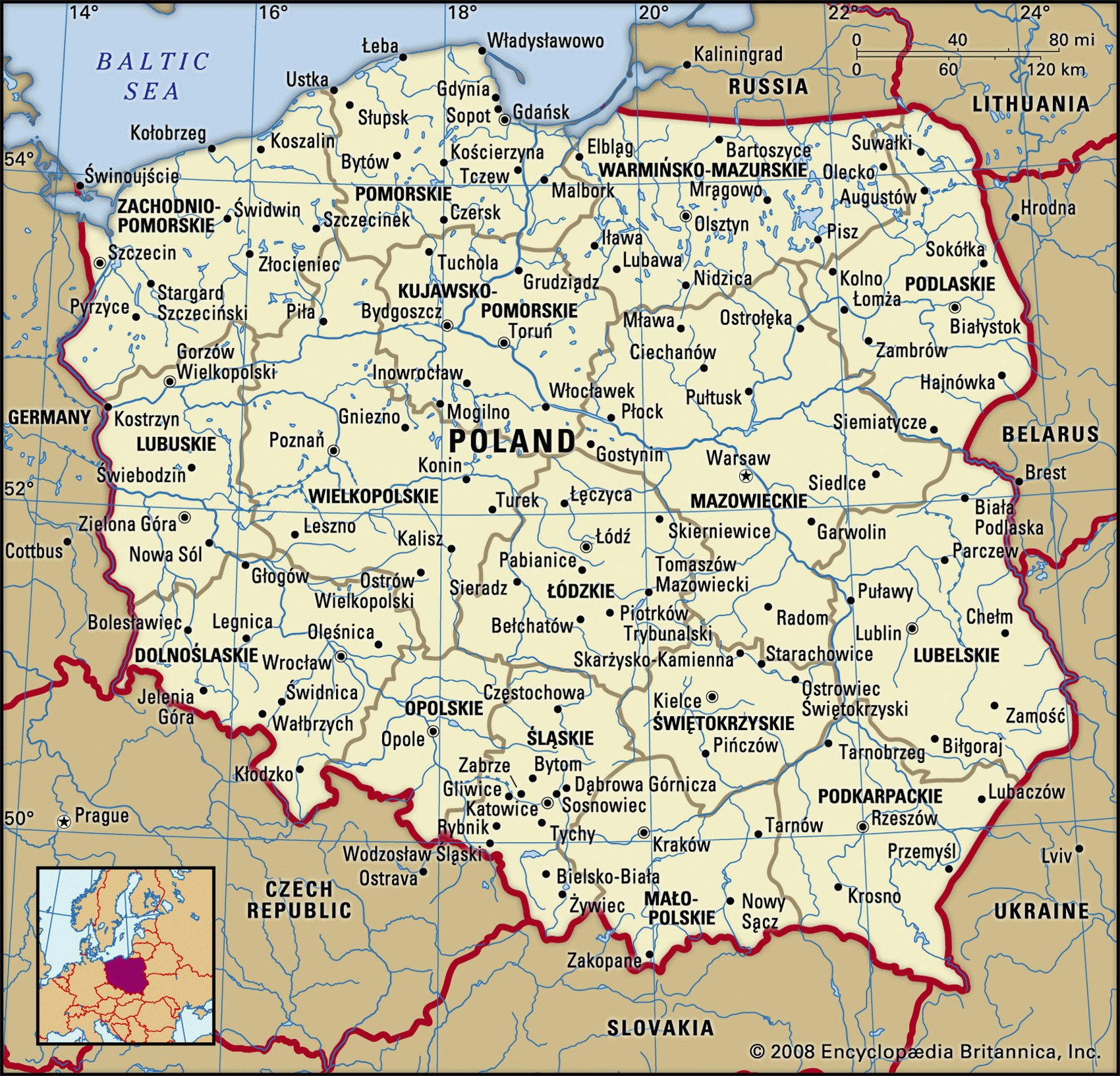 Польша карта административная