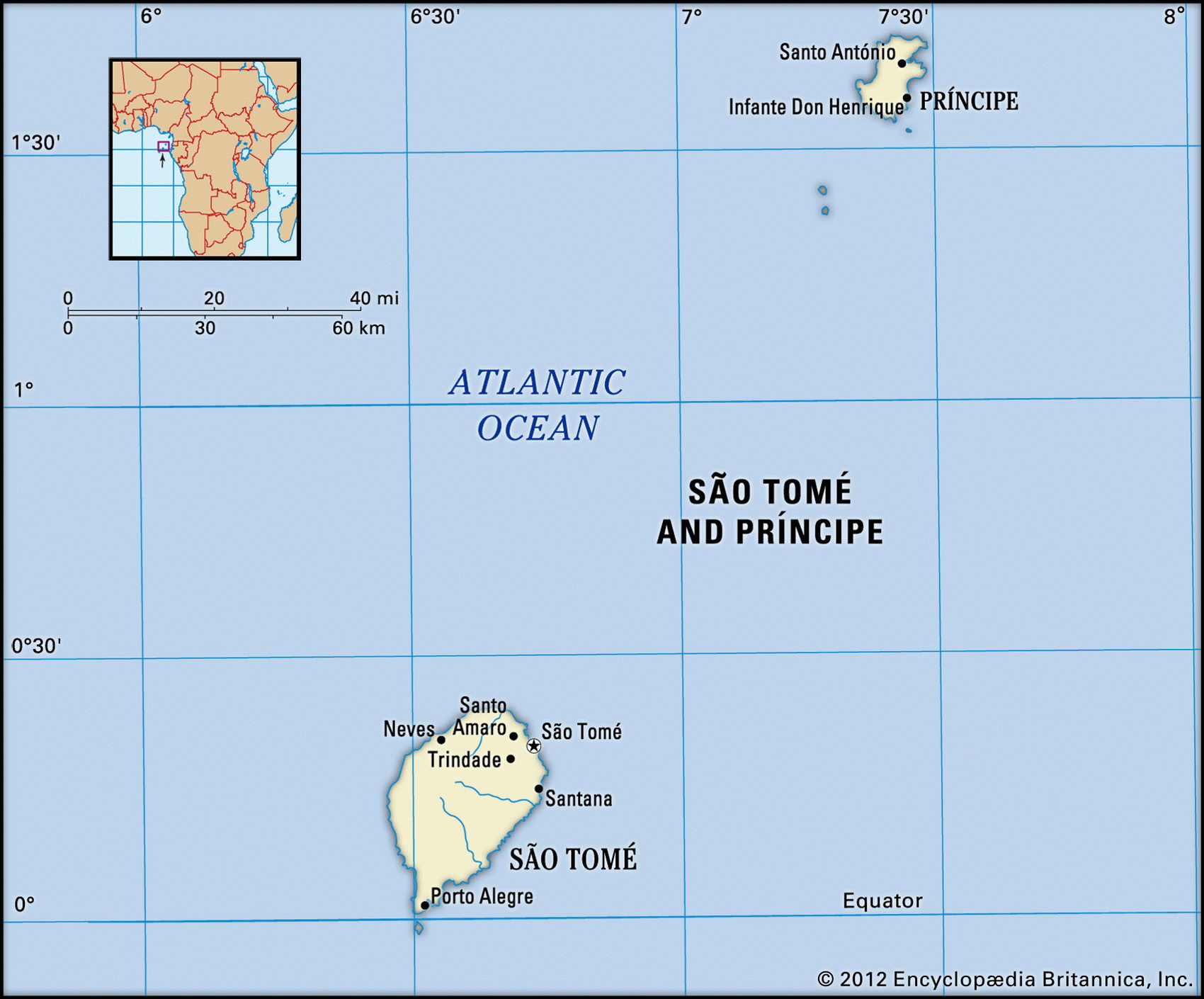 Сан Томе и Принципе на карте мира