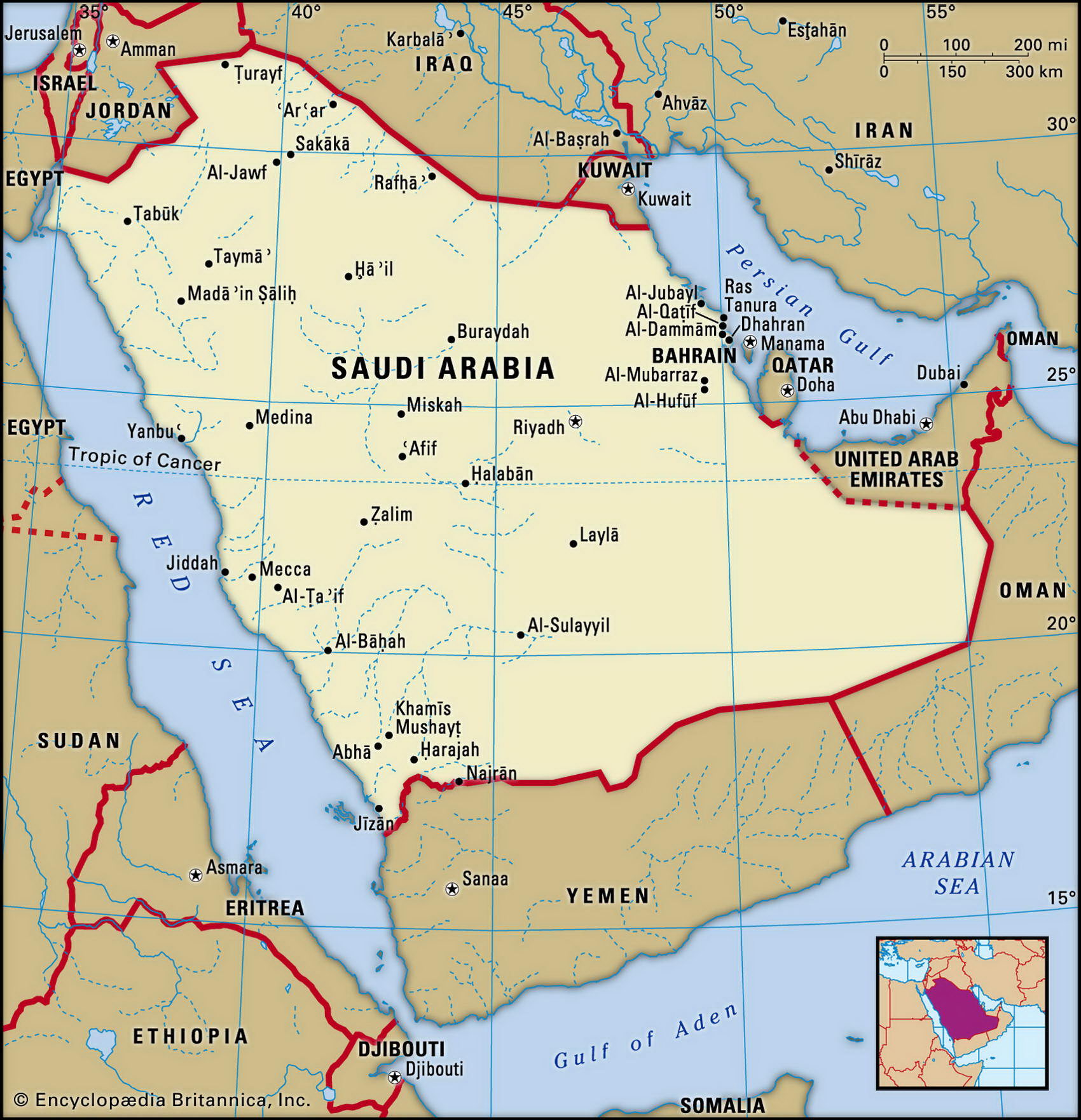Саудовская Аравия карта с городами