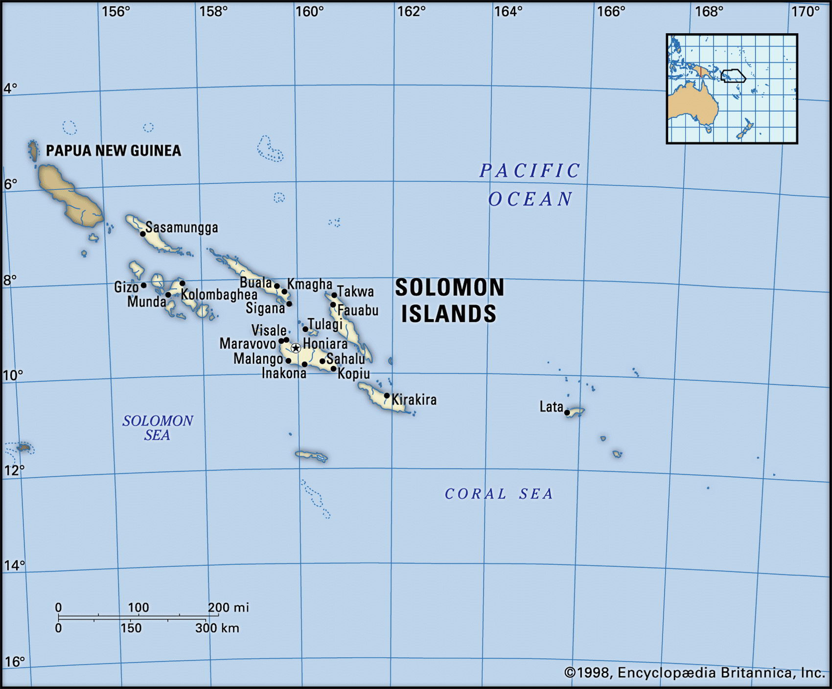 Соломоновы острова на карте мира