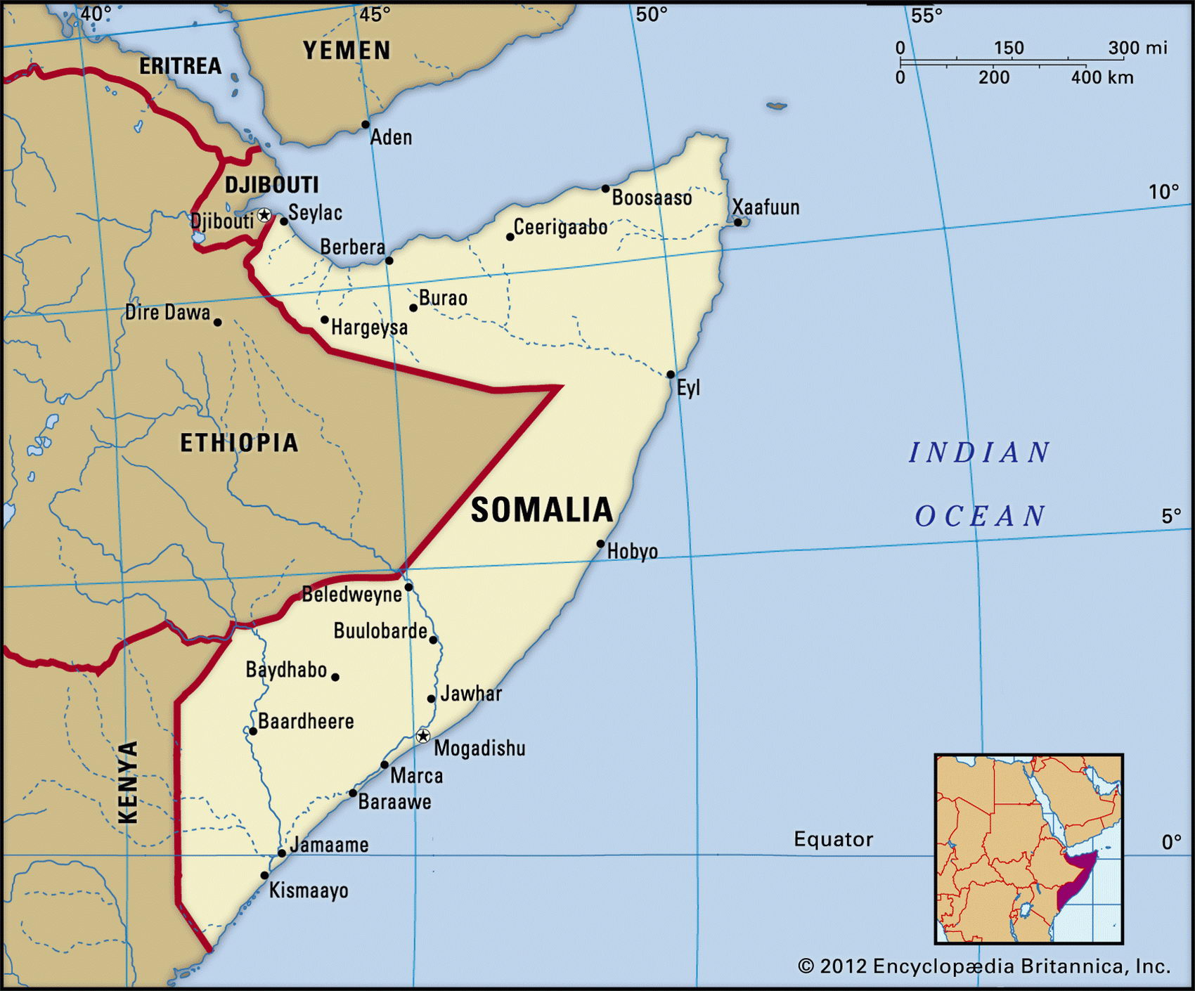 Сомали карта с городами