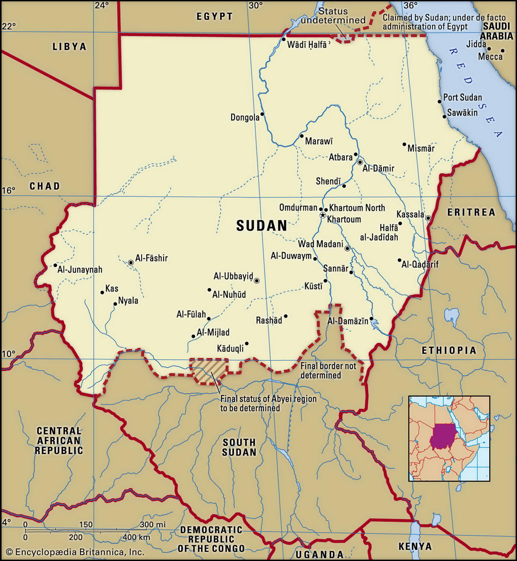 Судан карта с городами