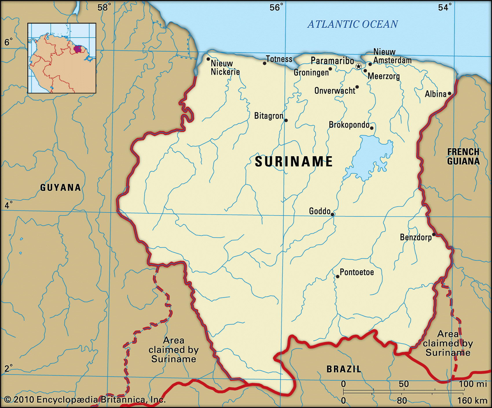 Суринам карта