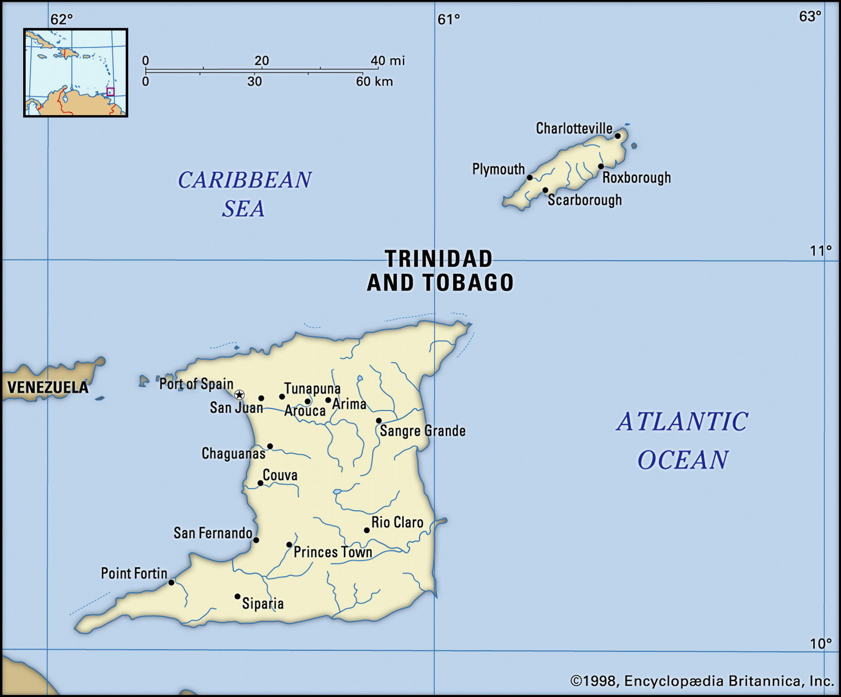 Тринидад и Тобаго на карте мира