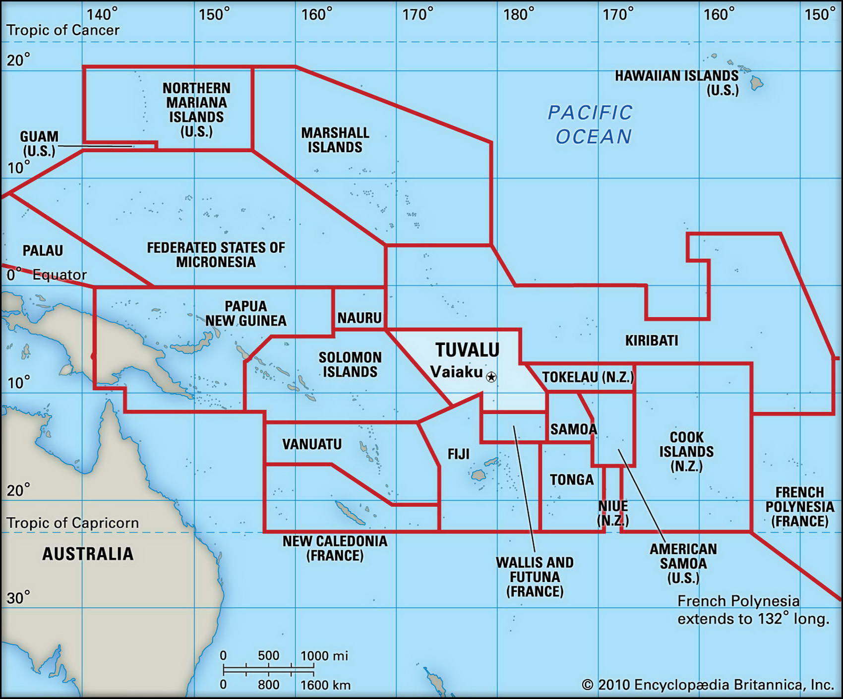 Тувалу на карте мира
