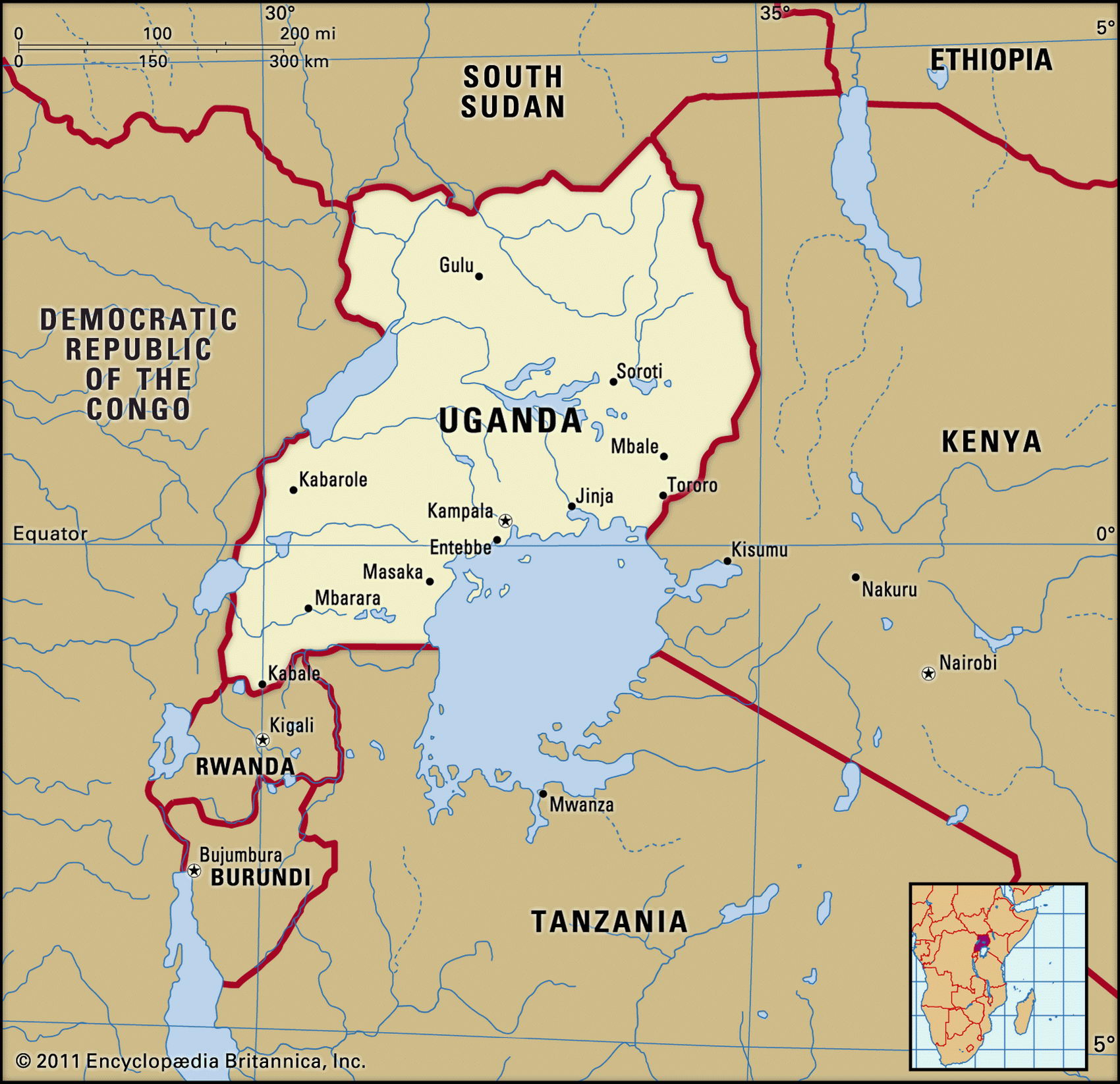 Уганда карта с городами