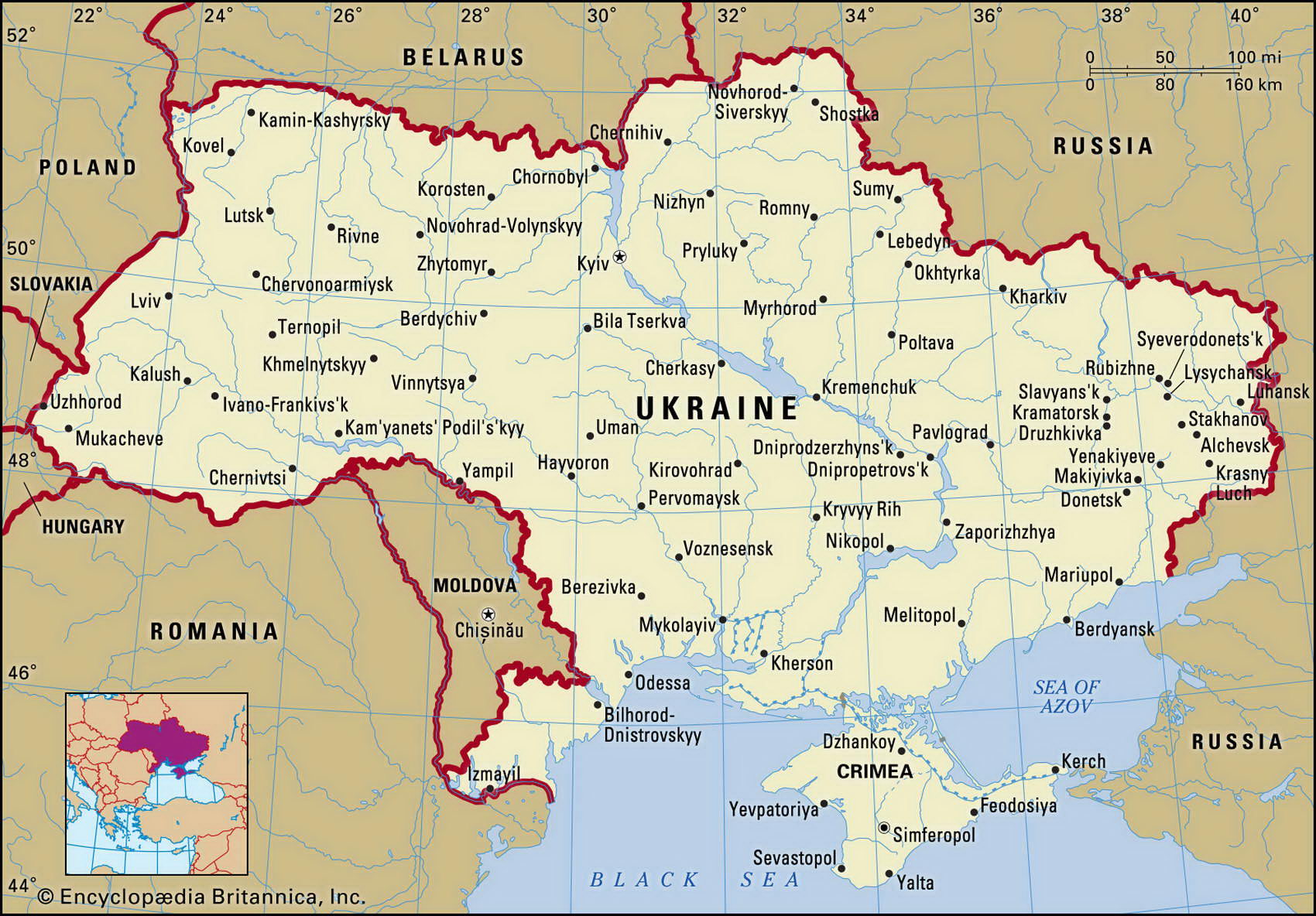 Карта Украины географическое описание столица информация факты - Атлас