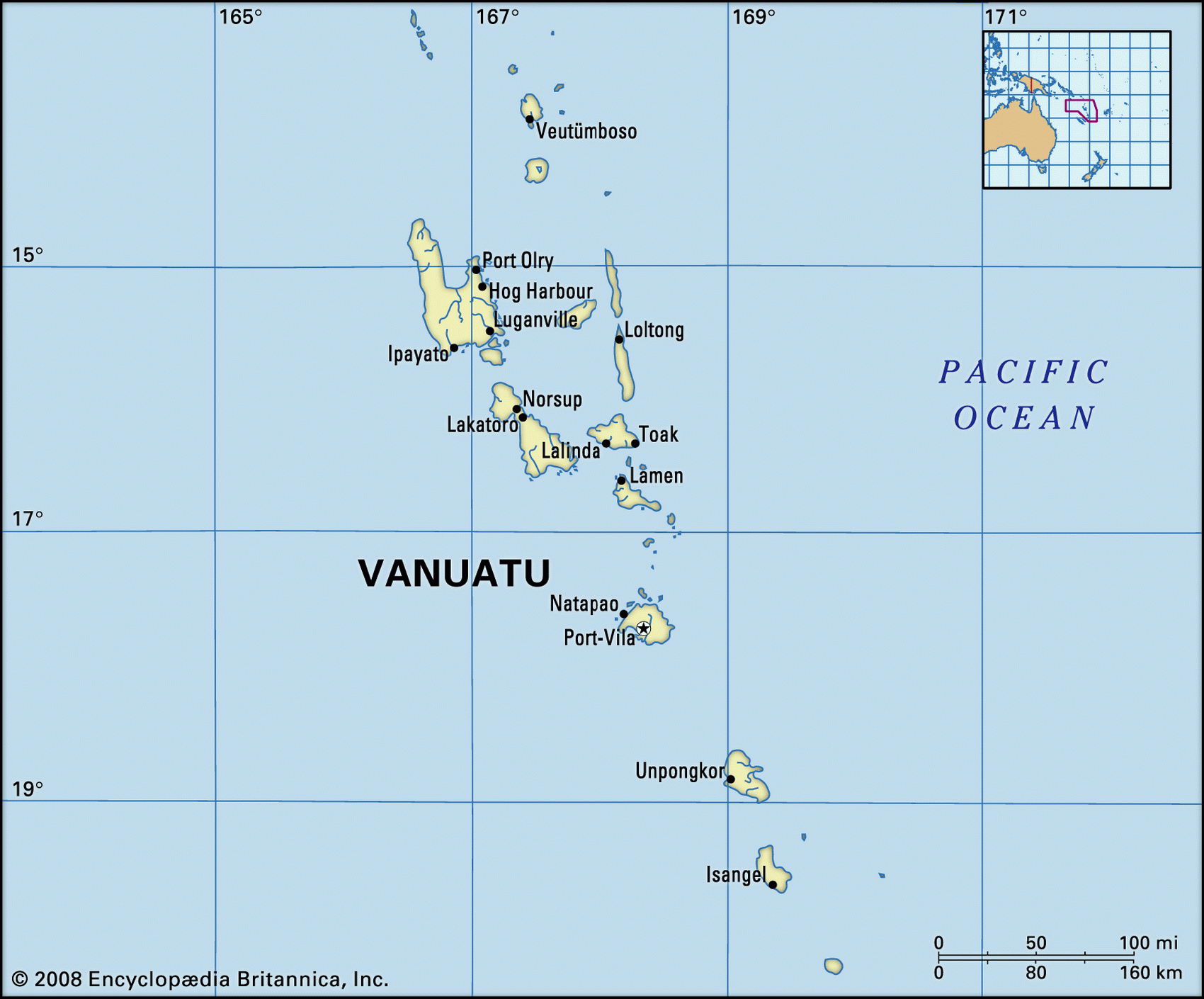 Вануату на карте мира