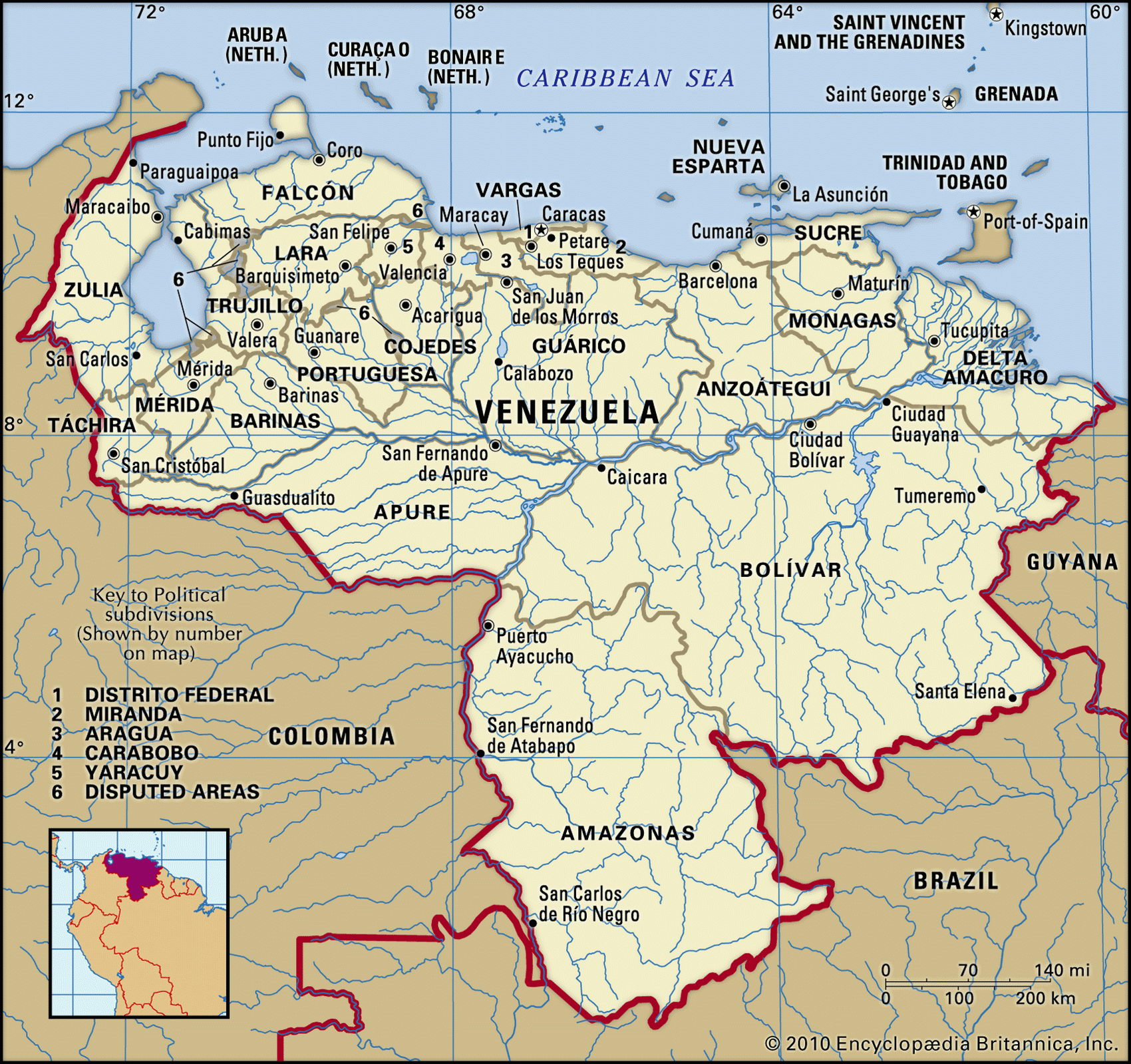 Карта Венесуэлы и географическое описание страны столица факты информация -Атлас