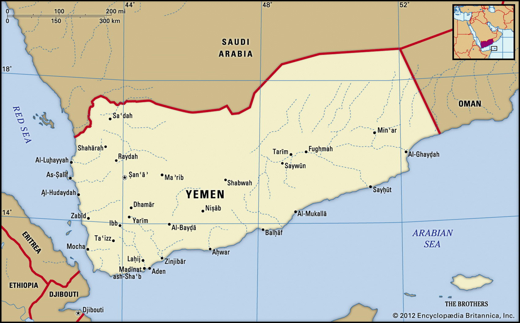 Йемен на карте мира