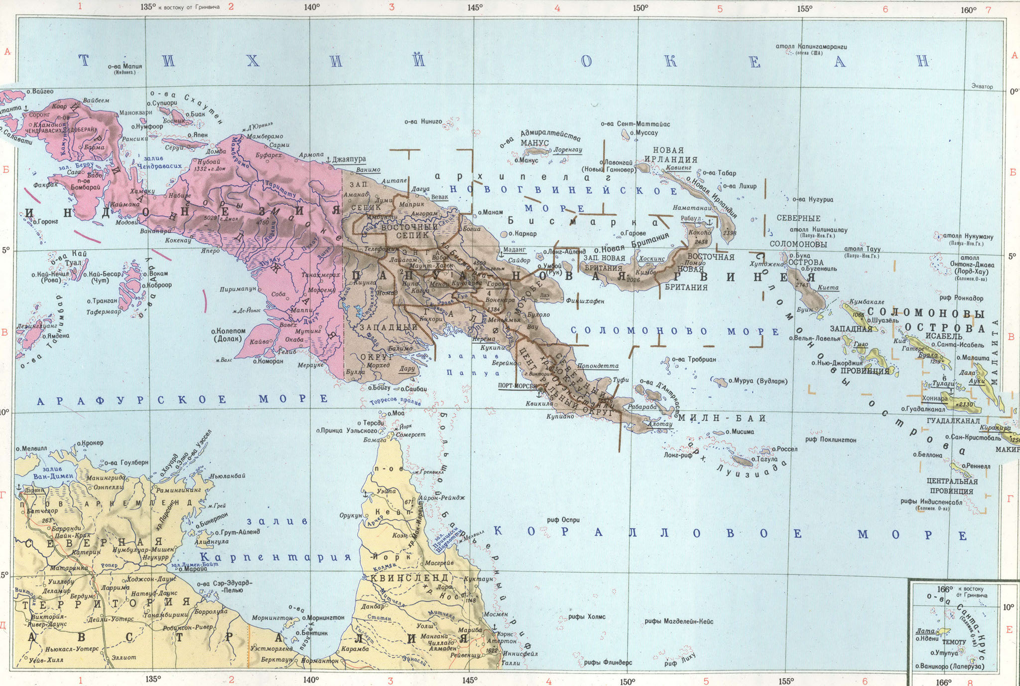 Новая Гвинея карта на русском языке