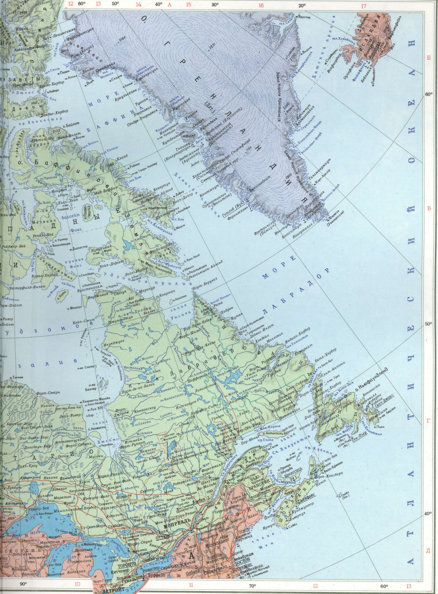 Большая карта Канады на русском языке