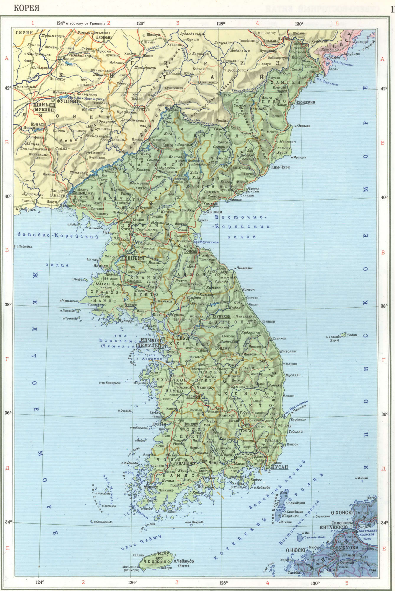 Корейский полуостров карта на русском языке