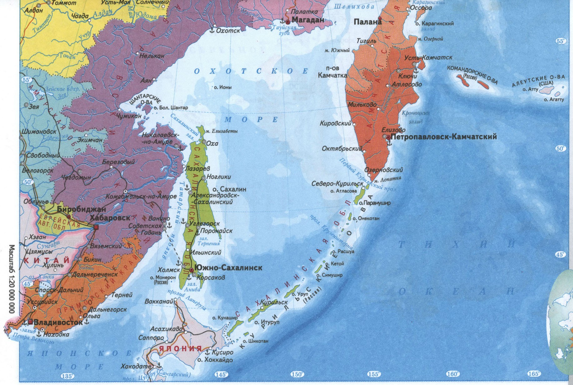 Административная карта юга Дальнего Востока