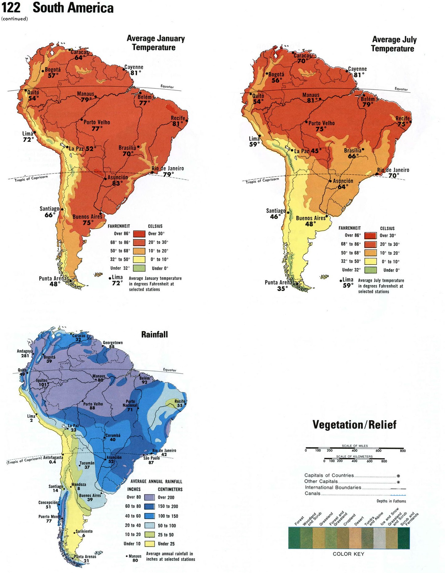 Карта температур и осадков Южная Америка