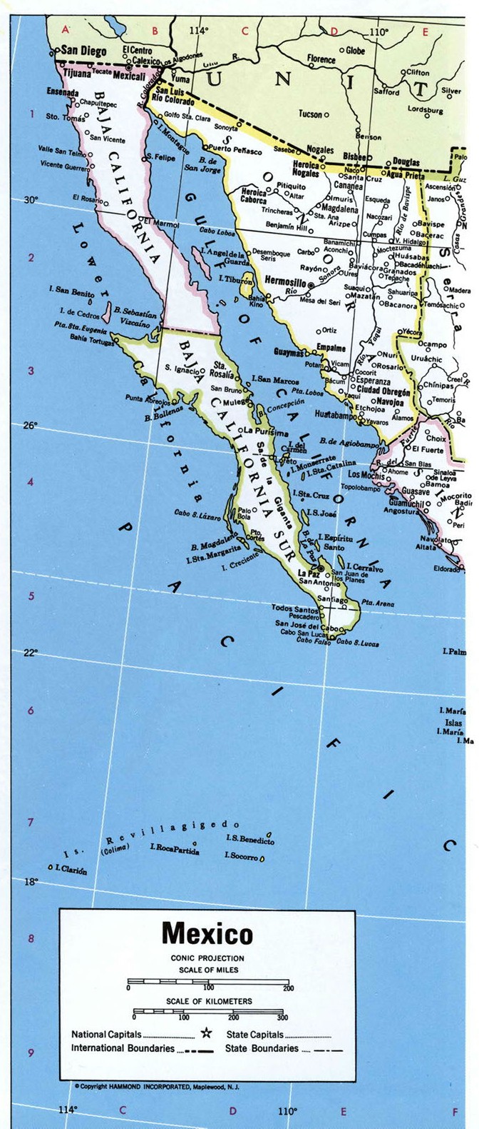 Карта Мексики, Калифорнийский залив