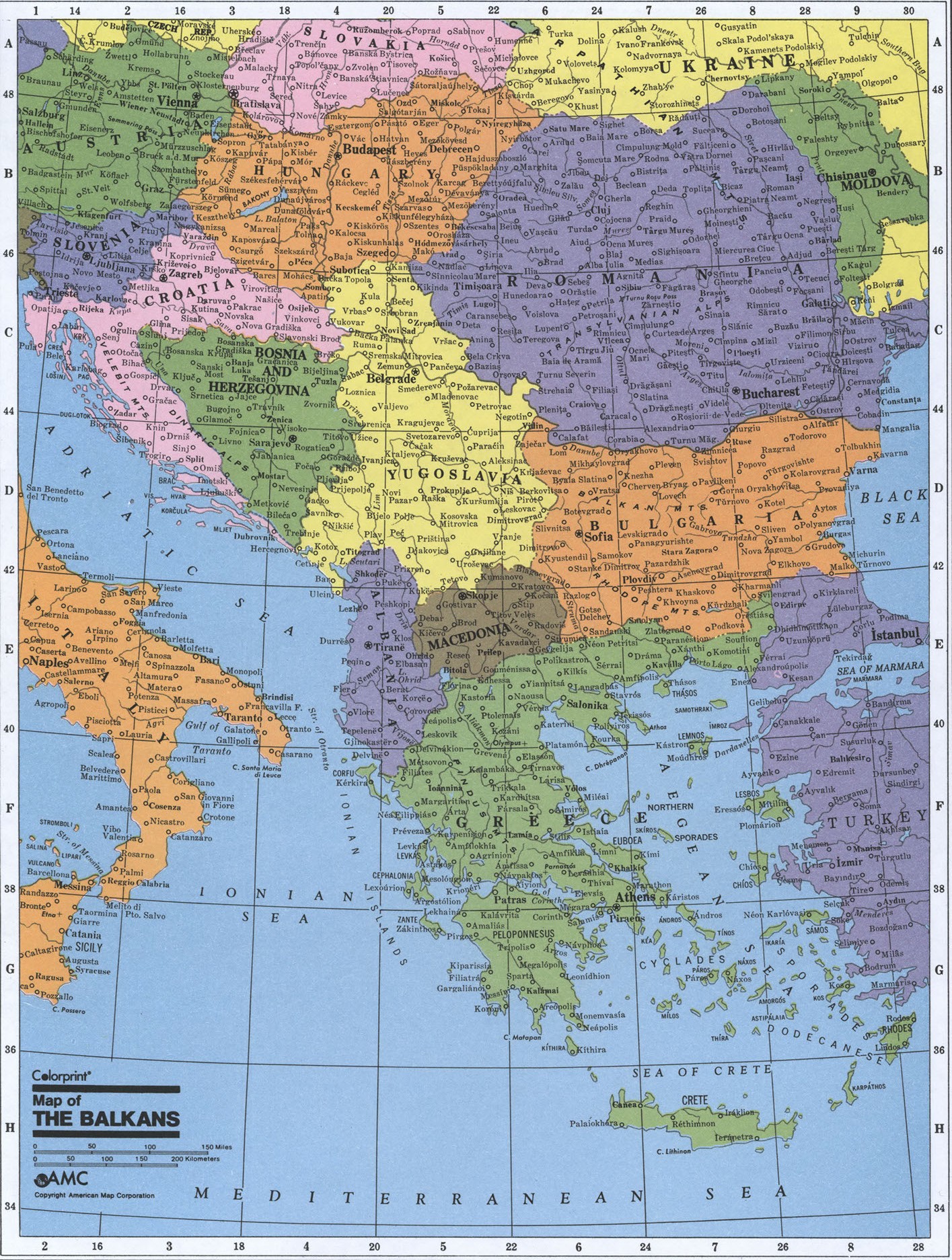 Политическая карта Балканского полуострова