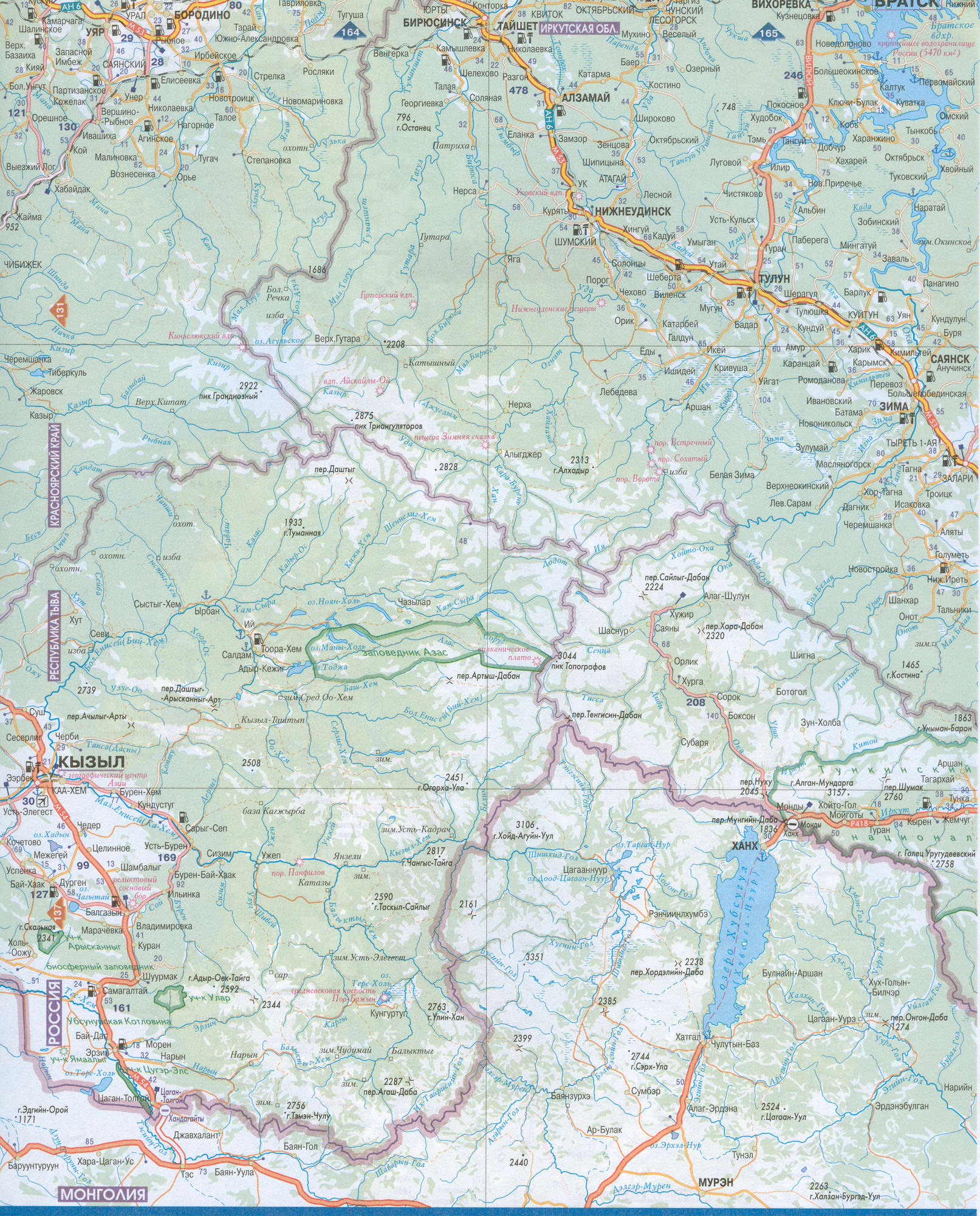 Подробная карта Иркутской области