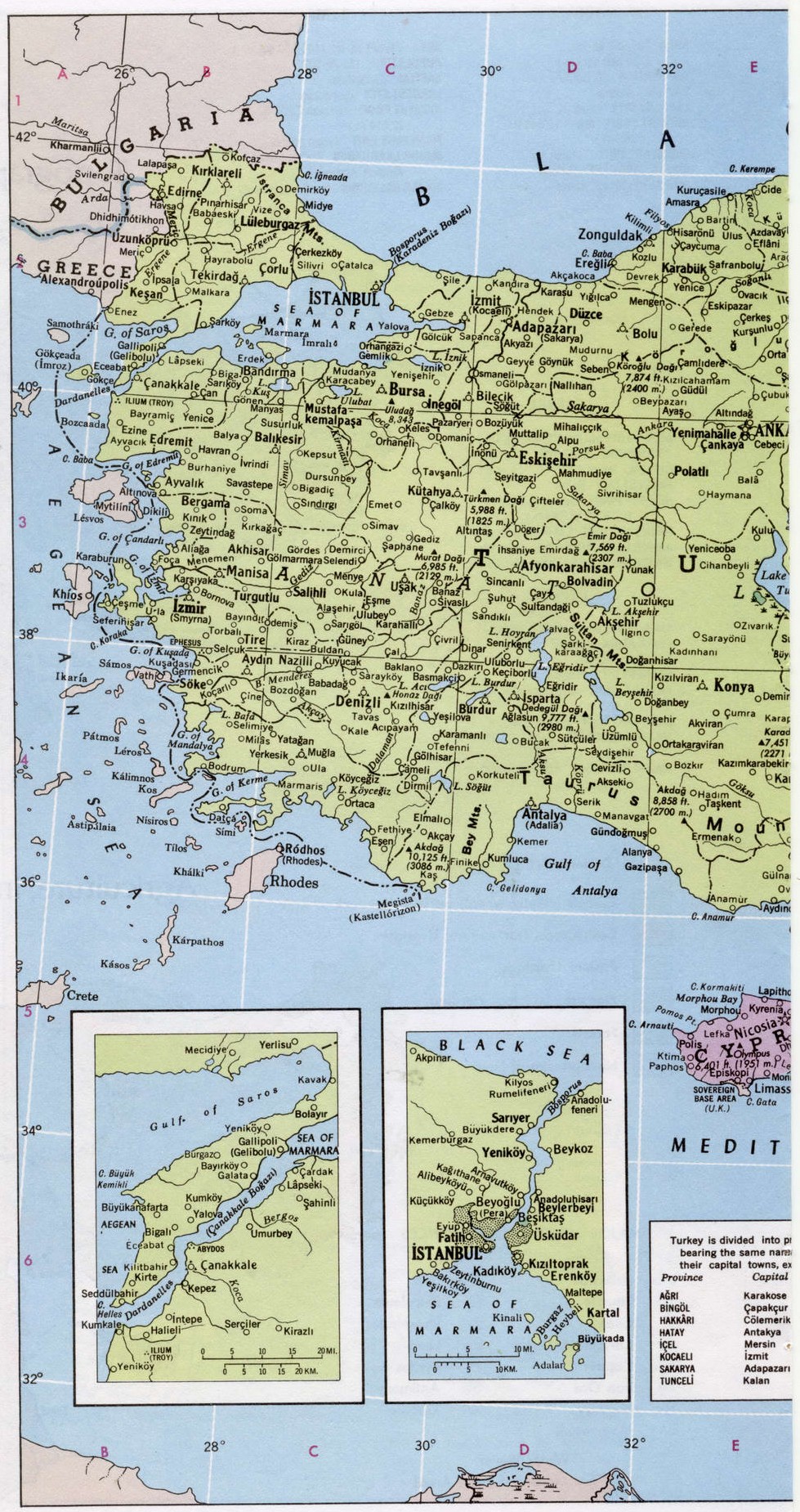 Карта Турции подробная