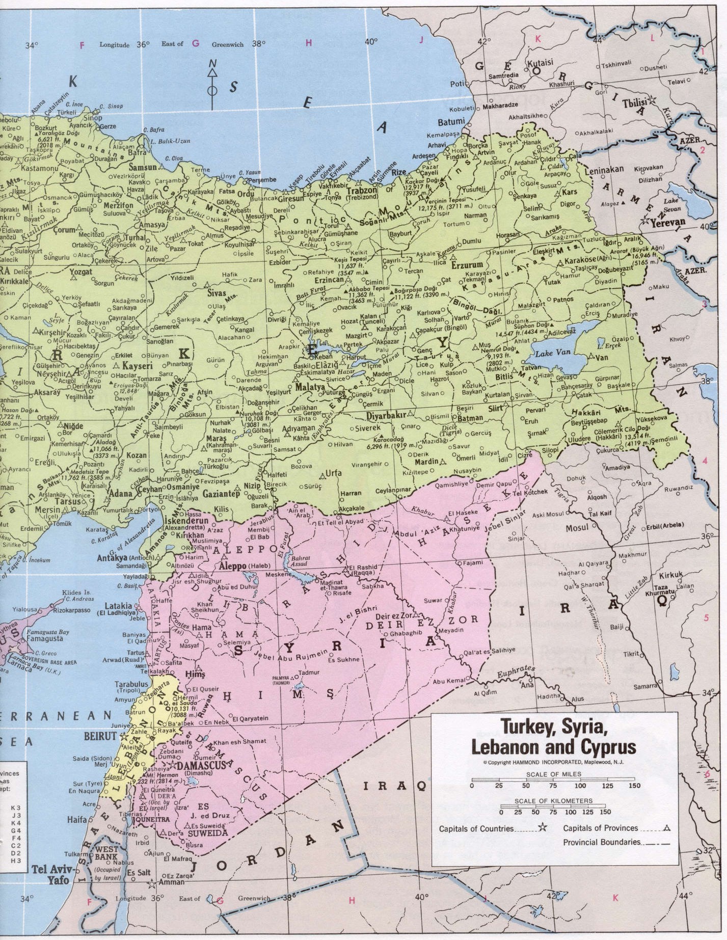 Турция Сирия Ливан карта политическая подробная скачать бесплатно - 2023