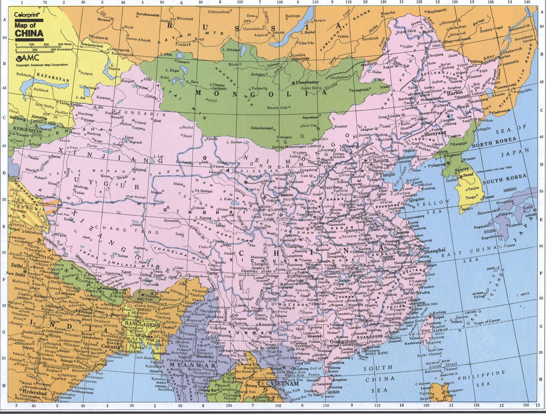 Китай политическая карта подробная