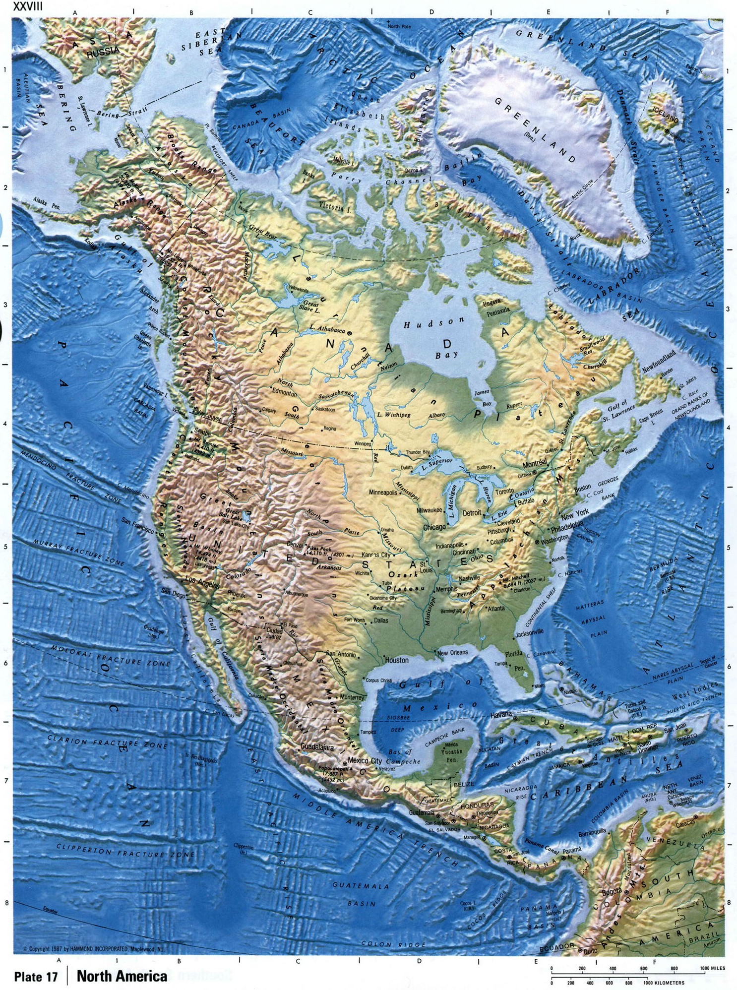 Северная Америка географическая карта