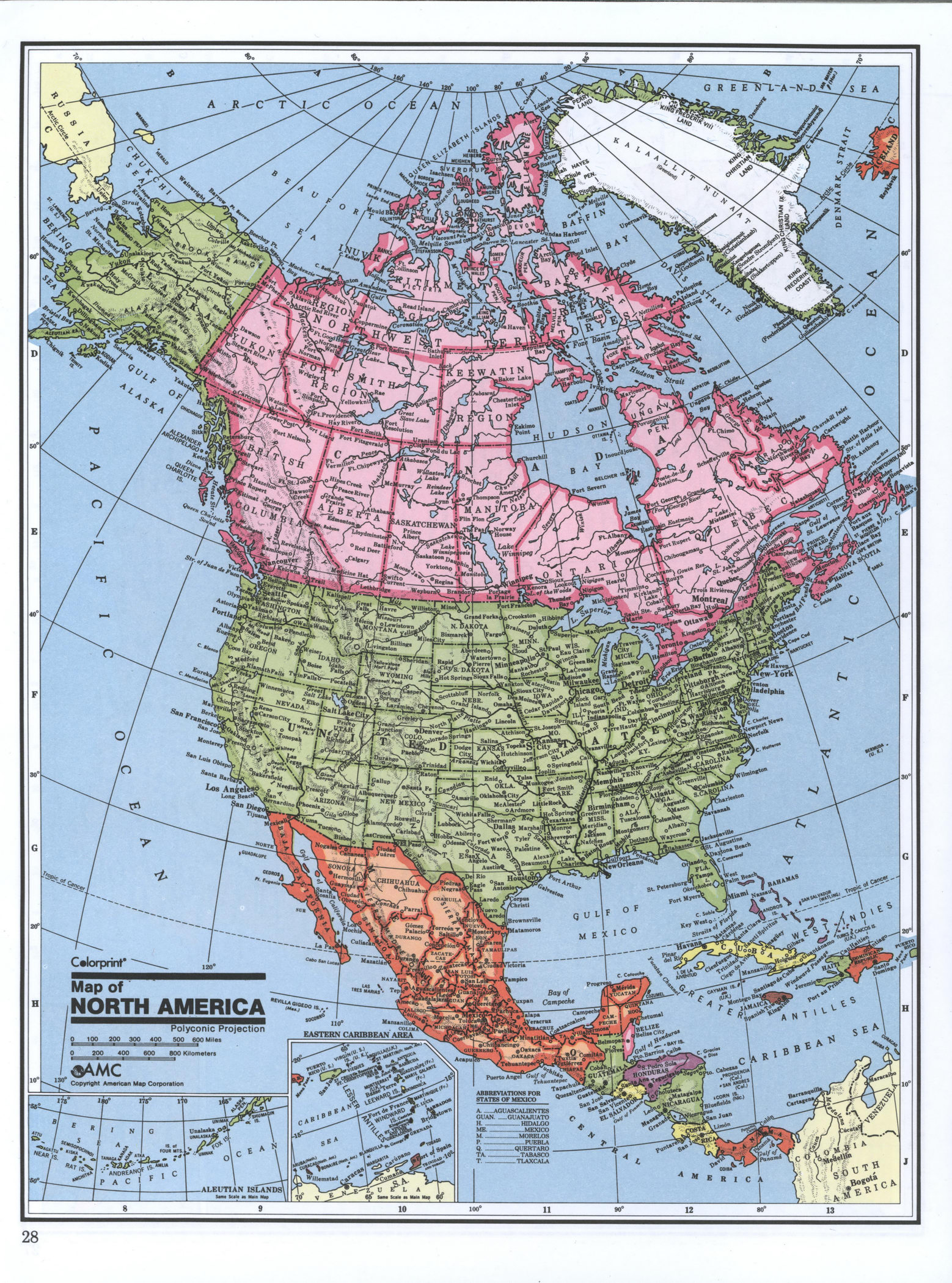 Страны Северной Америки политическая карта большая подробная - 2023