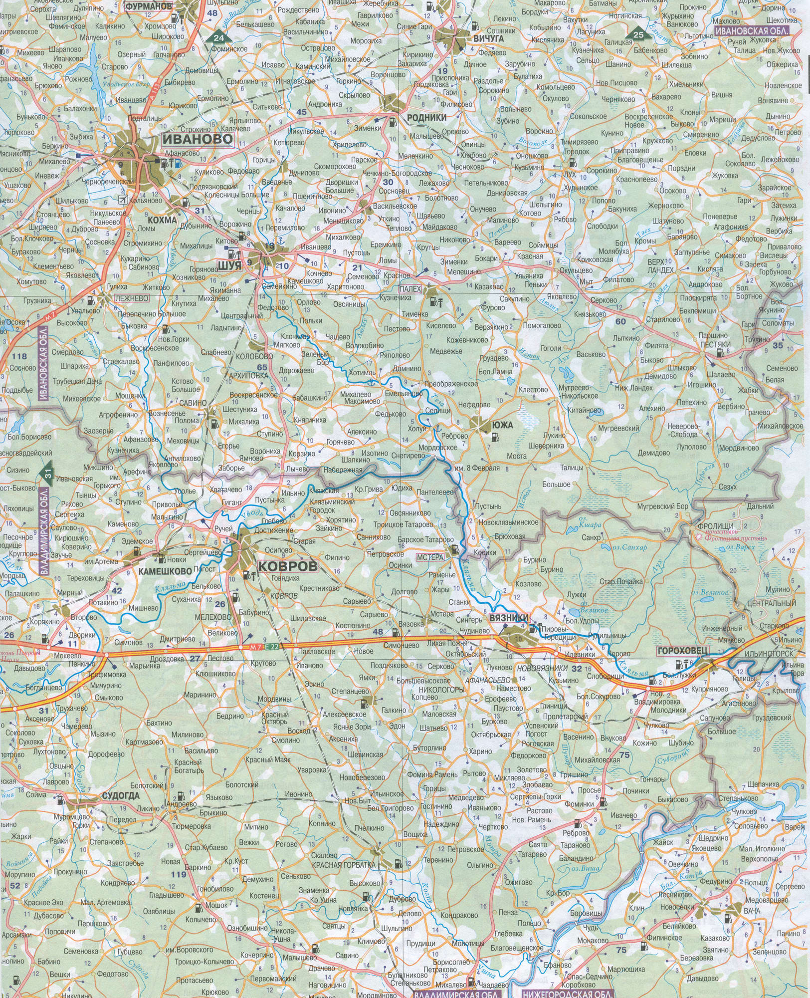 Карта дорог Владимирской области