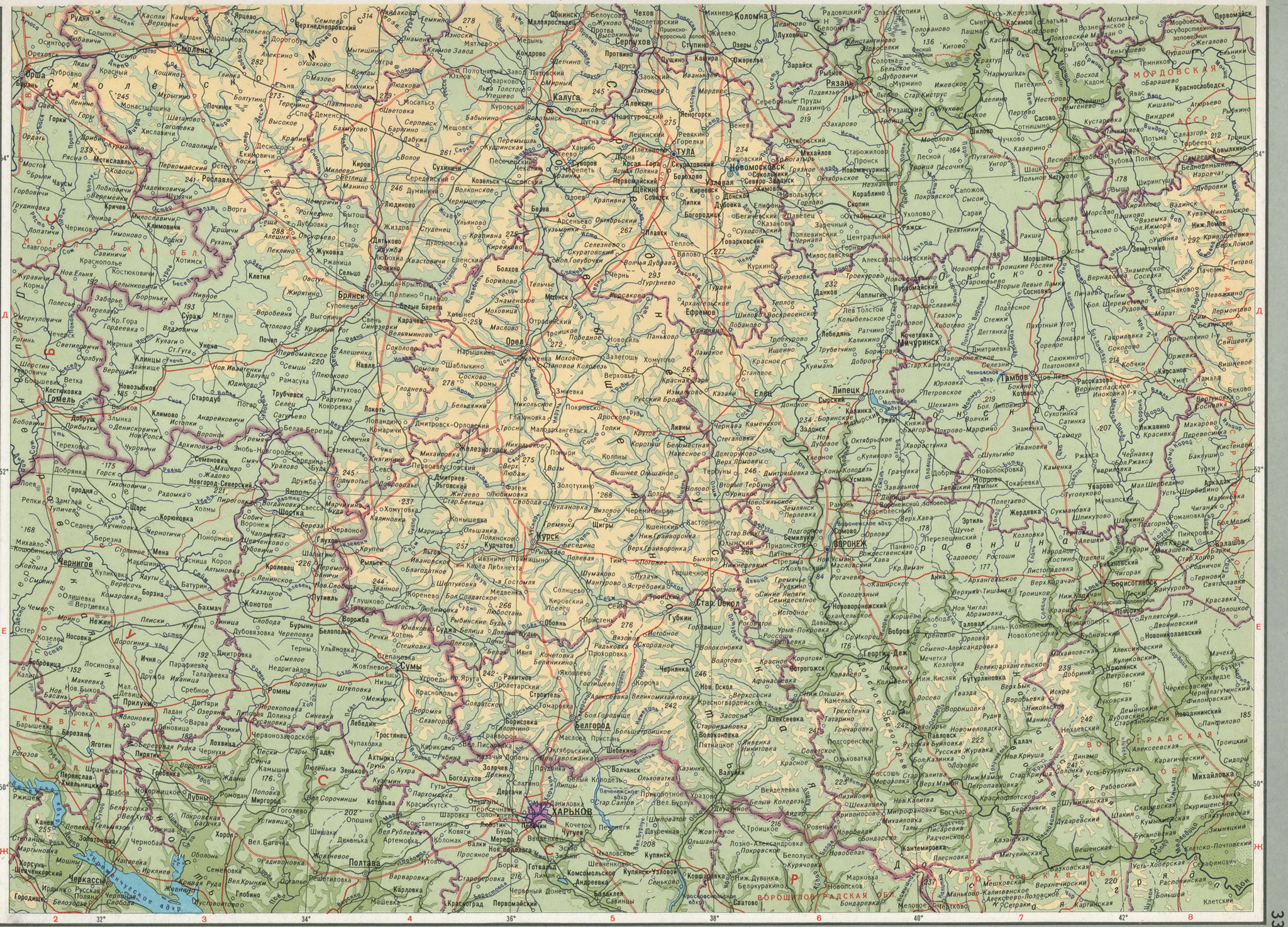 Центр Европейской части СССР карта
