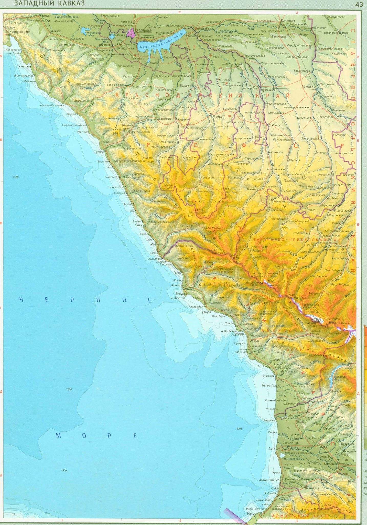 Карта Западного Кавказа
