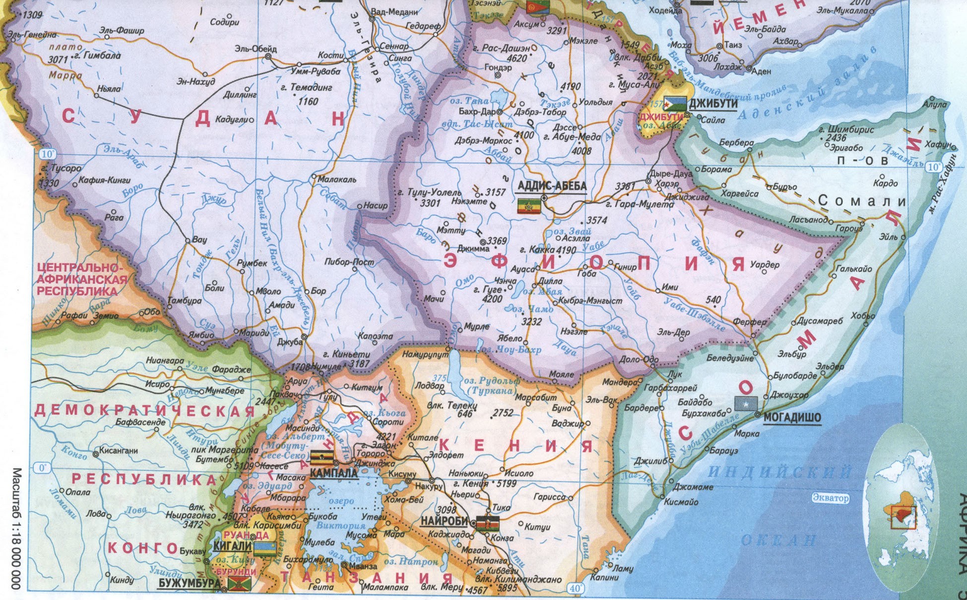 Политическая карта северо-восточной Африки